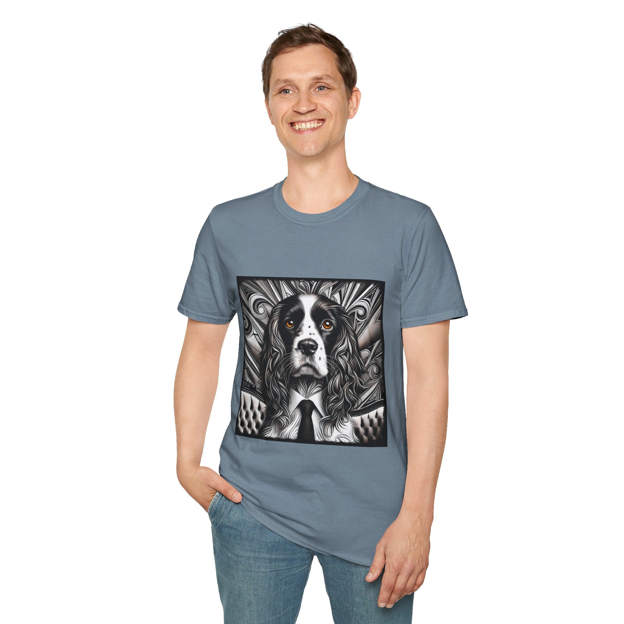 English Springer Spaniel B&W Bold Eyes | Unisex Dog T-Shirt