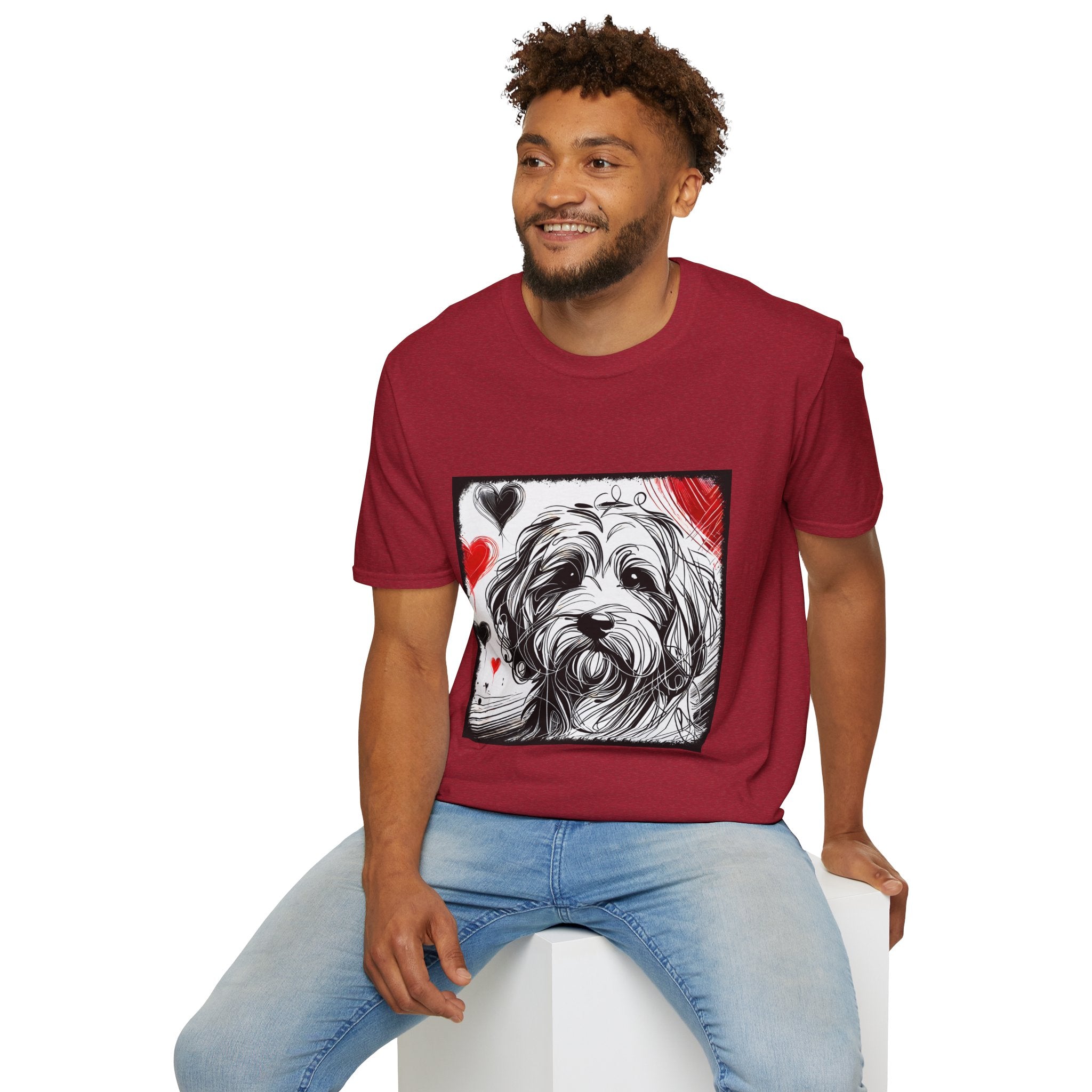 Cavapoo Bold Heart Sketch | Unisex Dog T-Shirt