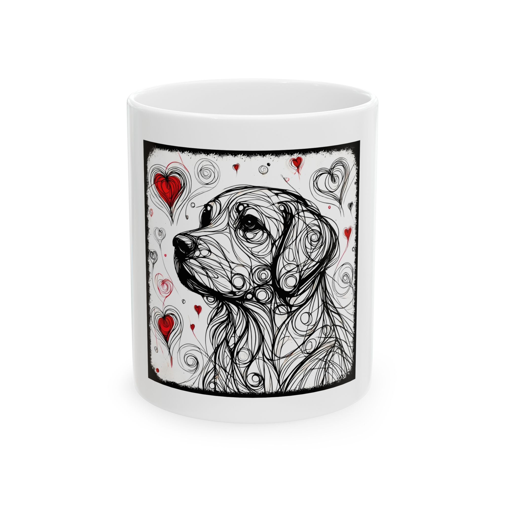 Golden Retriever Bold Heart Sketch | Dog Themed Ceramic Mug
