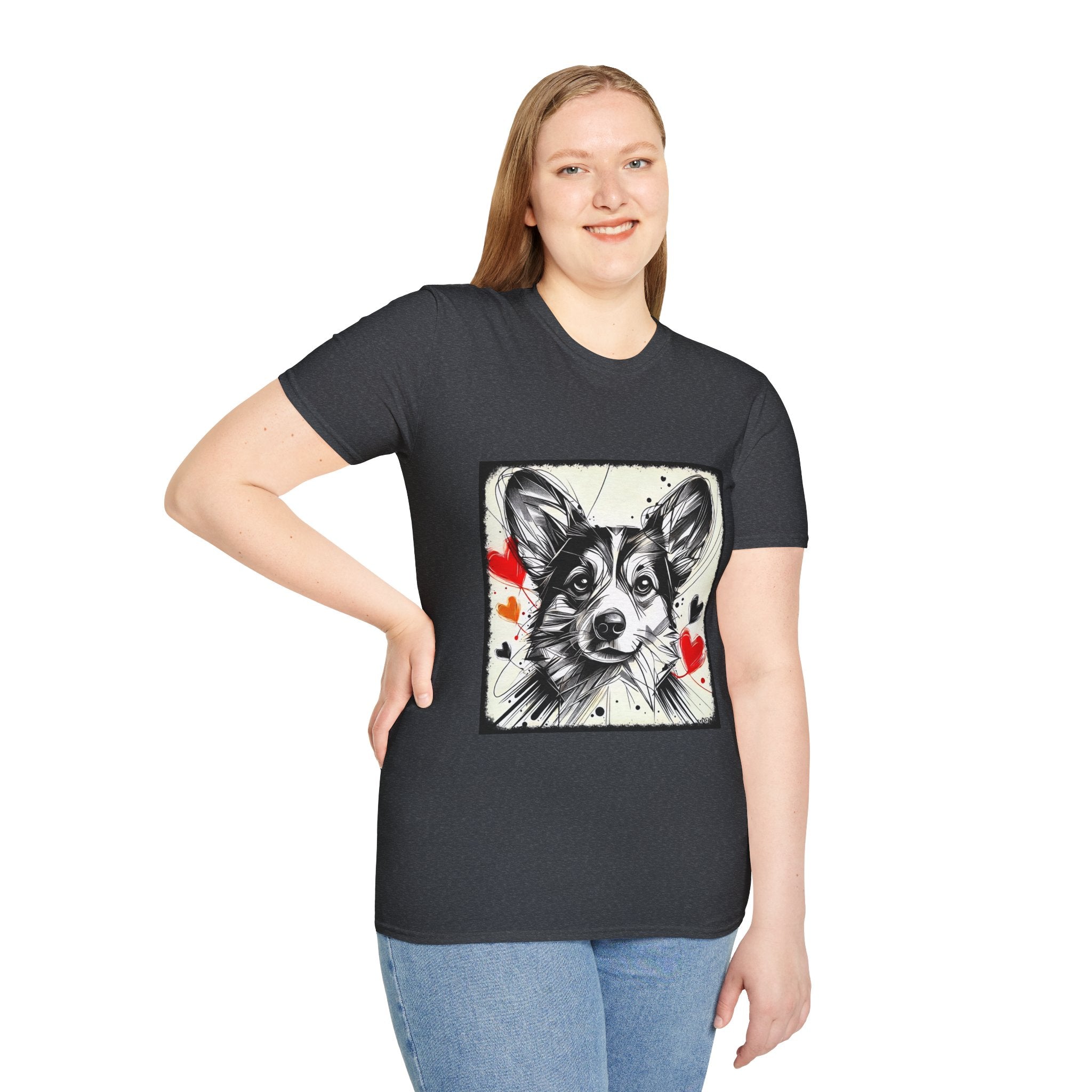 Pembroke Welsh Corgi Bold Heart Sketch | Unisex Dog T-Shirt
