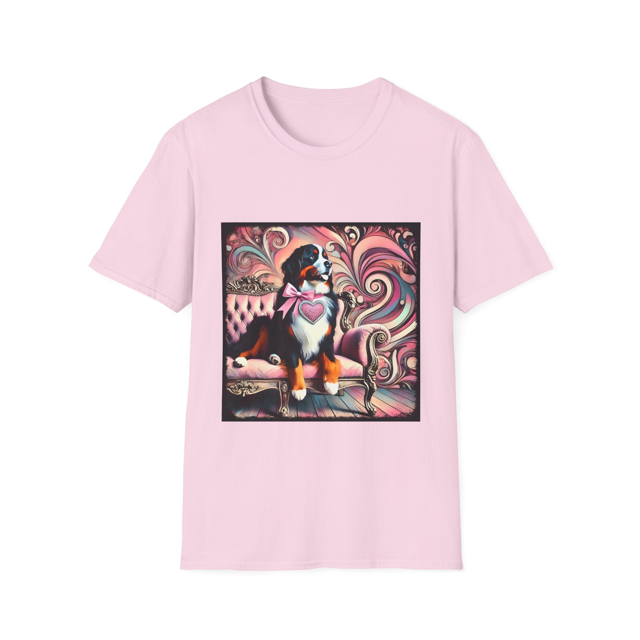 Bernese Mountain Dog Pink Swirl | Unisex Dog T-Shirt