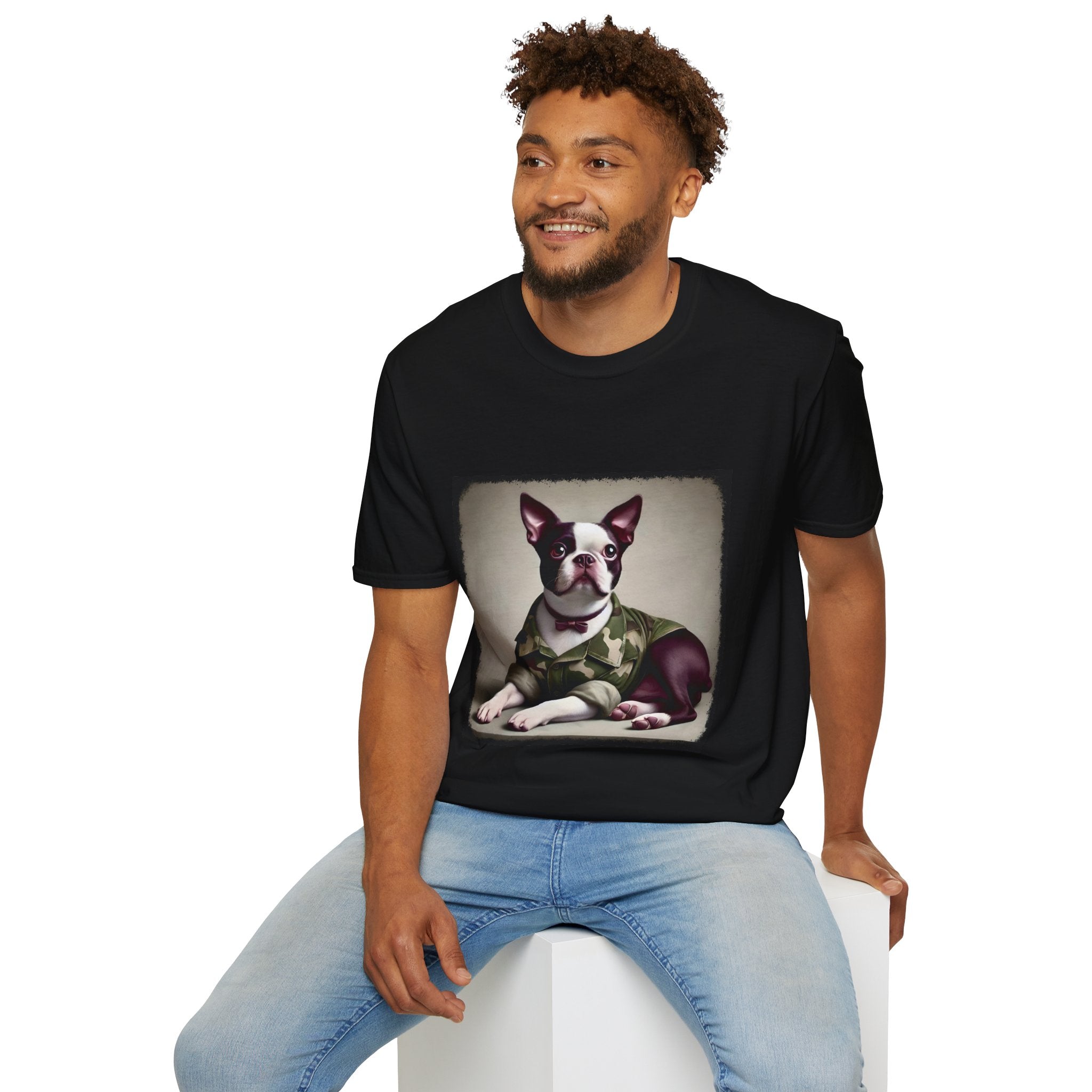 Boston Terrier Camo Cutie | Unisex Dog T-Shirt