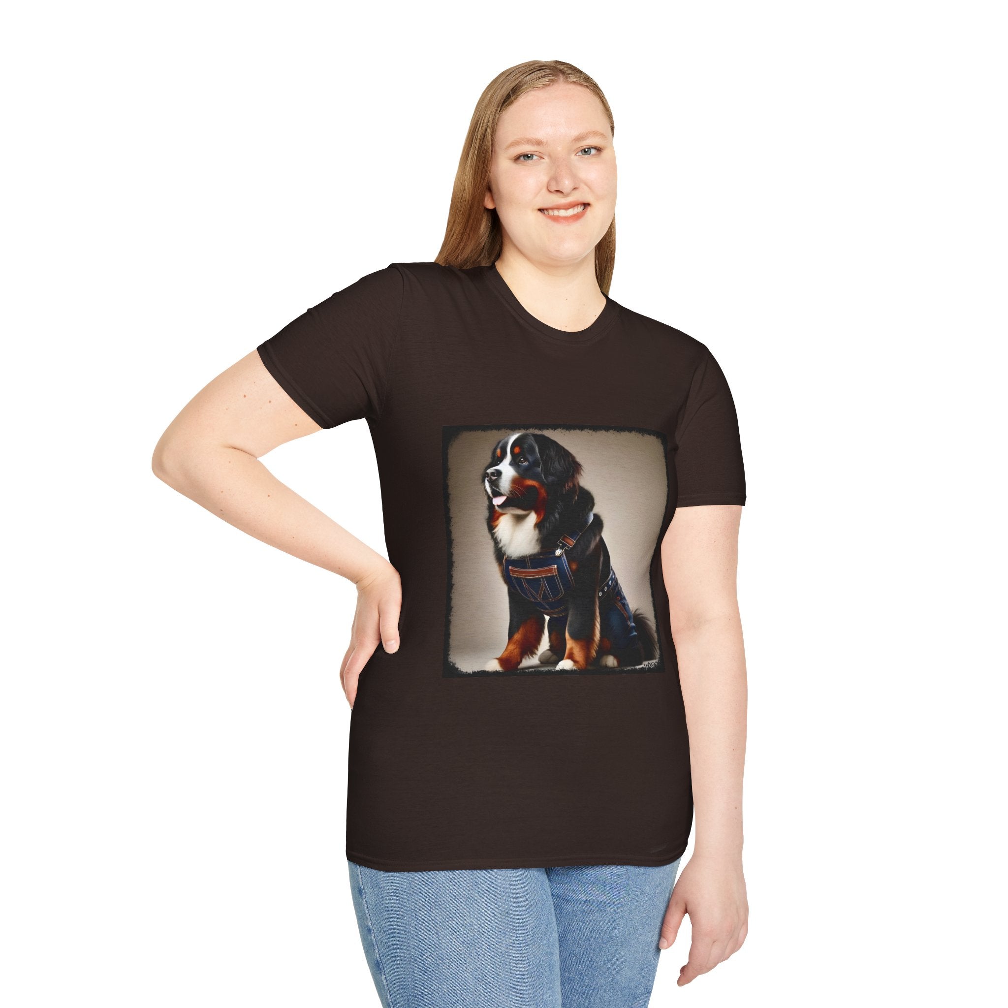 Bernese Mountain Dog Denim Darling | Unisex Dog T-Shirt