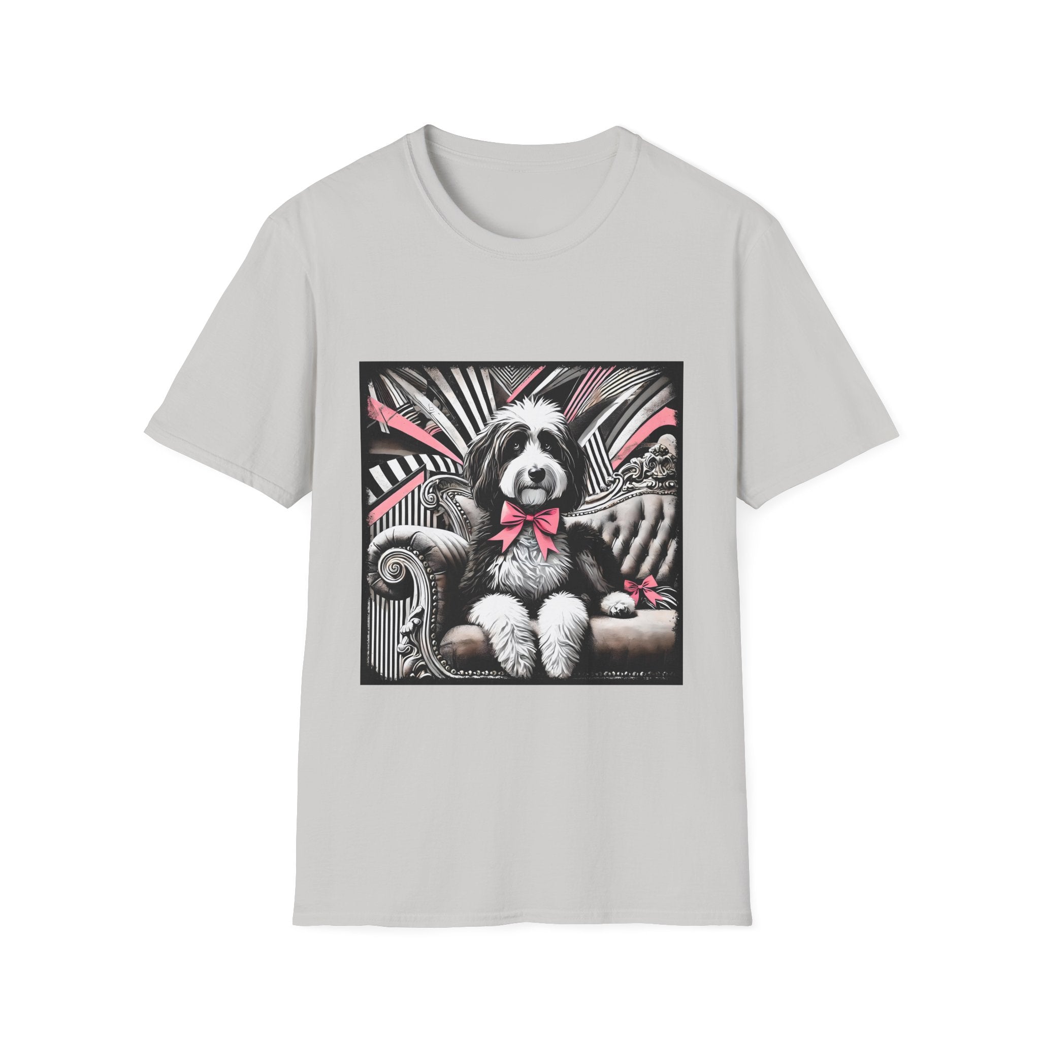 Bernedoodle B&W Pink Bow| Unisex Dog T-Shirt