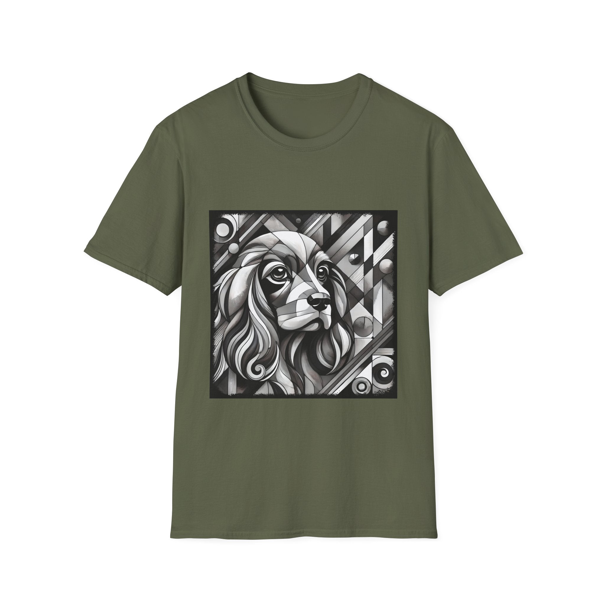 Cocker Spaniel B&W Bold Geometric | Unisex Dog T-Shirt