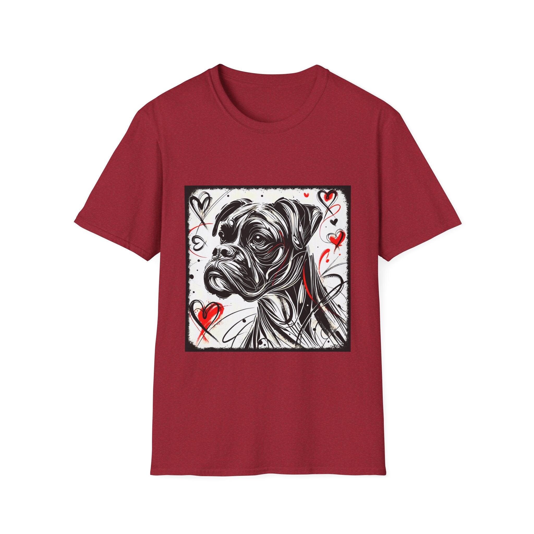 Boxer Bold Heart Sketch | Unisex Dog T-Shirt