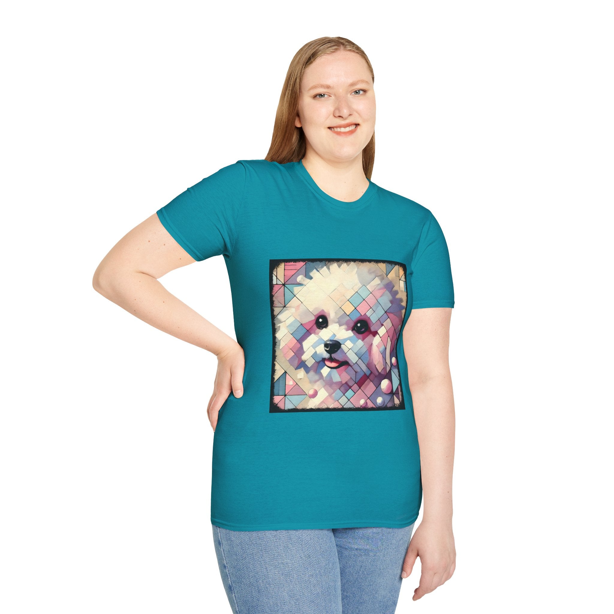 Bichon Frise Pastel Geometric | Unisex Dog T-Shirt