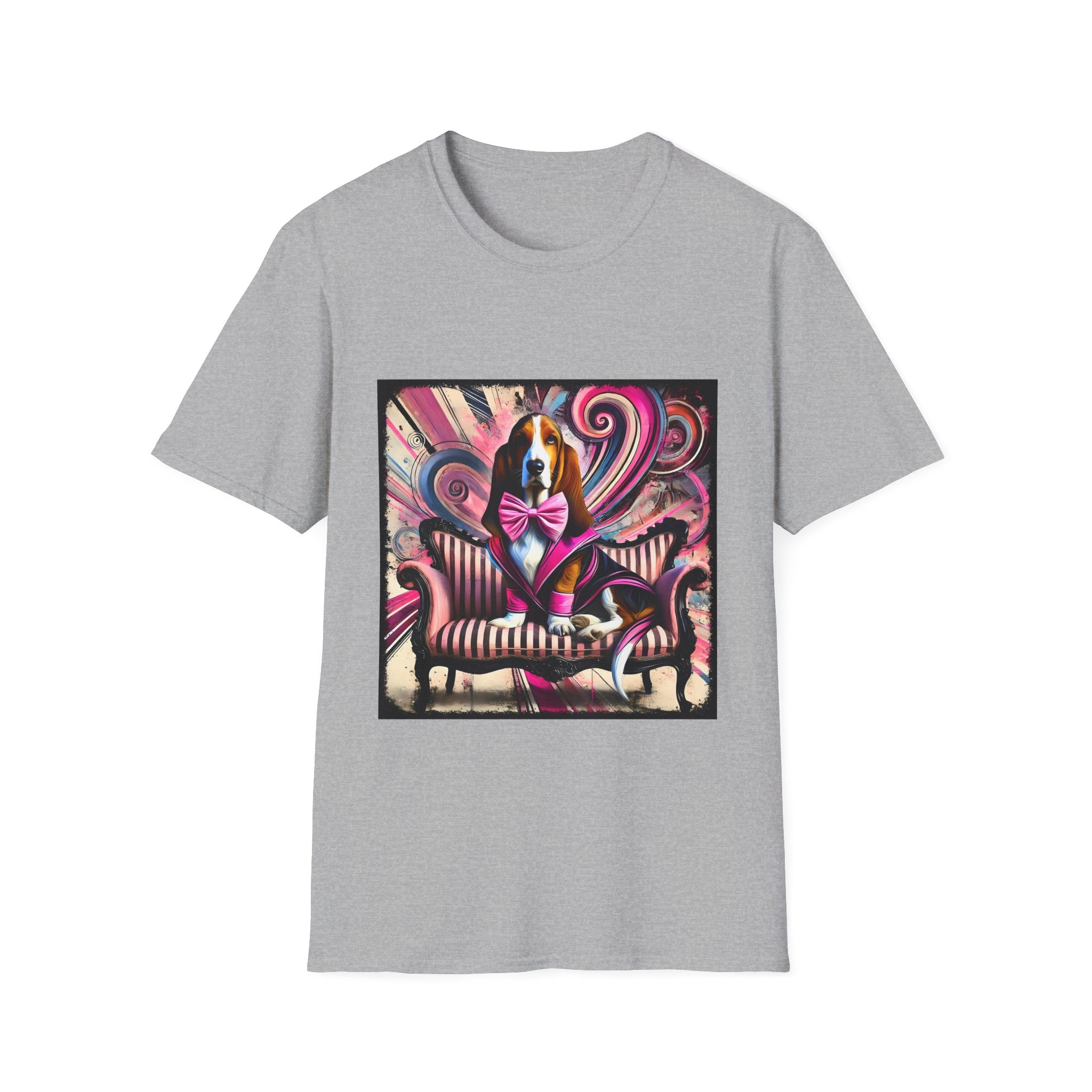 Basset Hound Pink Swirl Bold | Unisex Dog T-Shirt