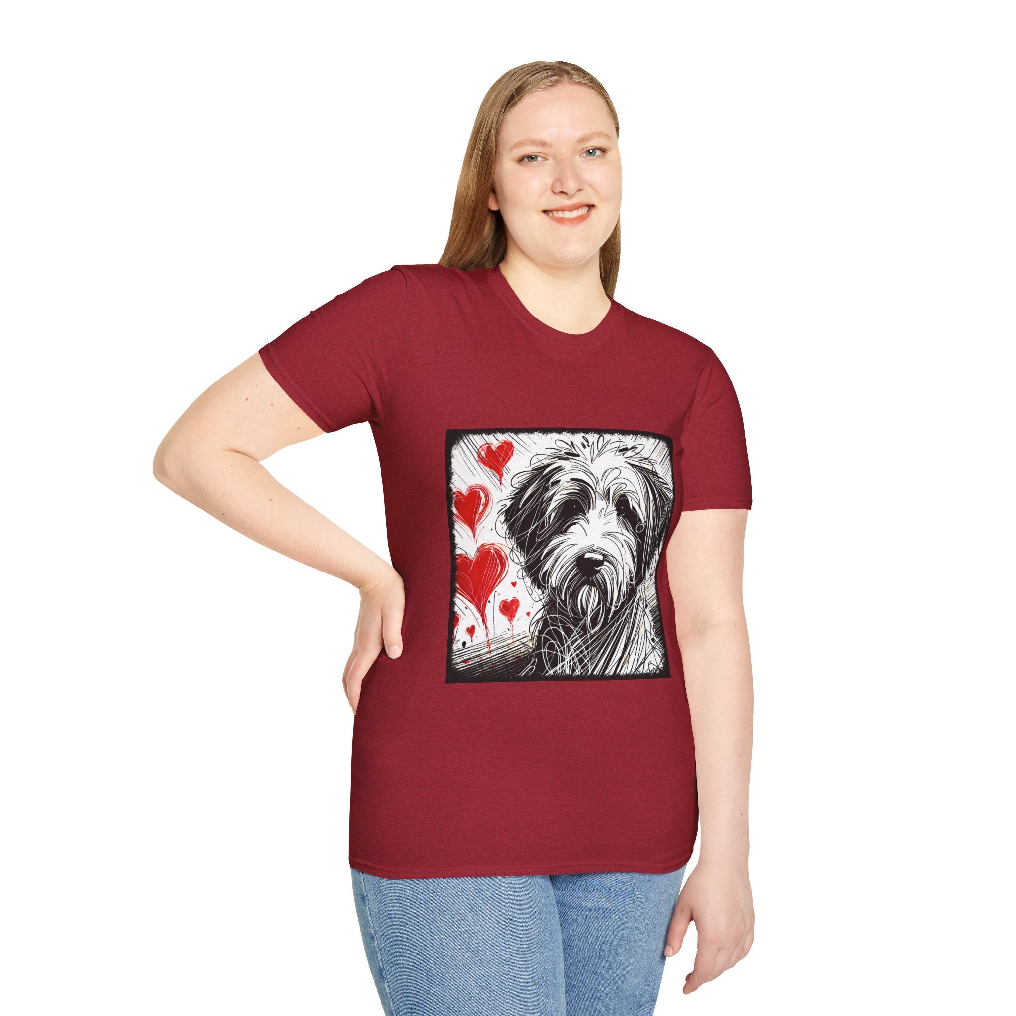 Sheepadoodle Bold Heart Sketch | Unisex Dog T-Shirt