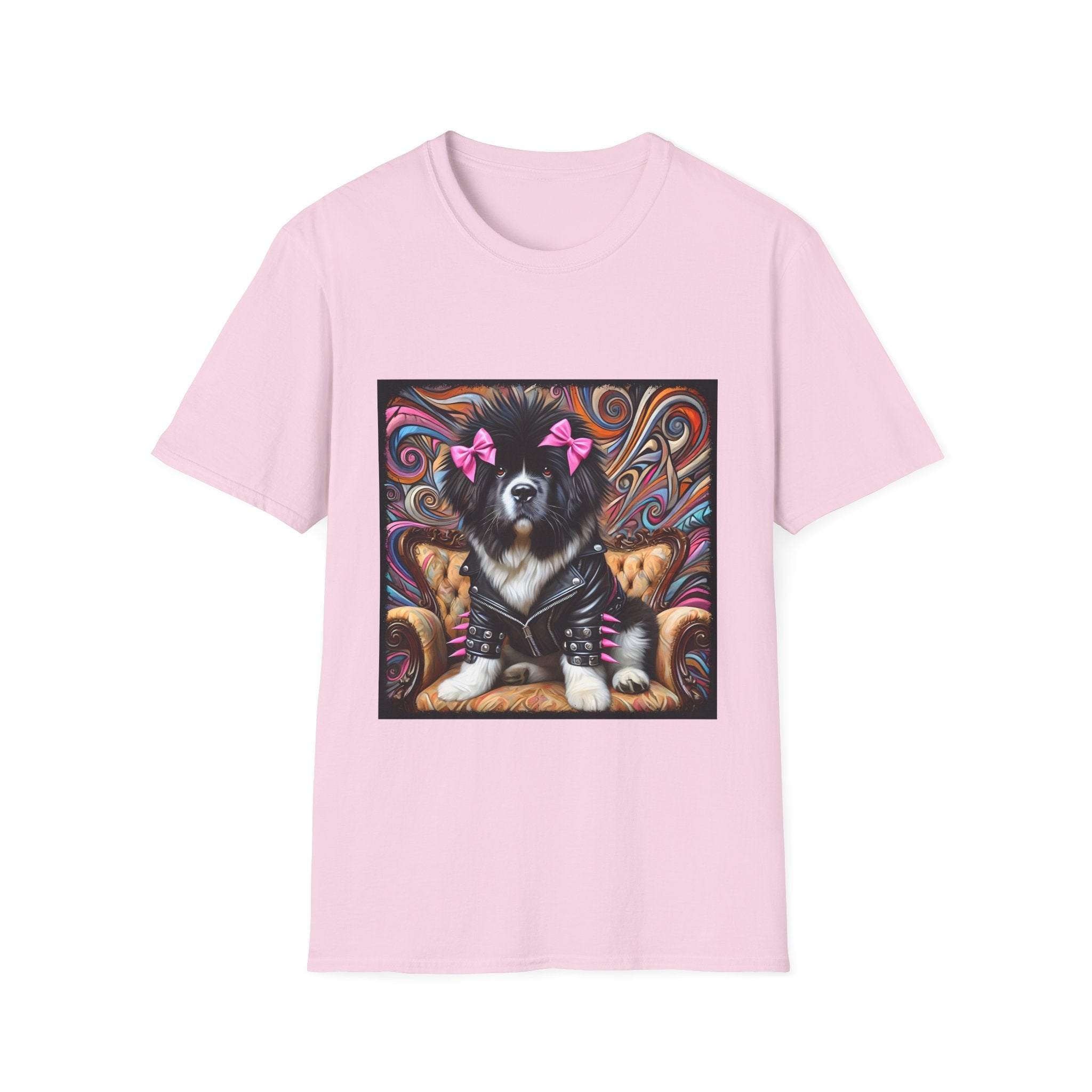 Newfoundland Pink Bow Vivid Rocker | Unisex Dog T-Shirt