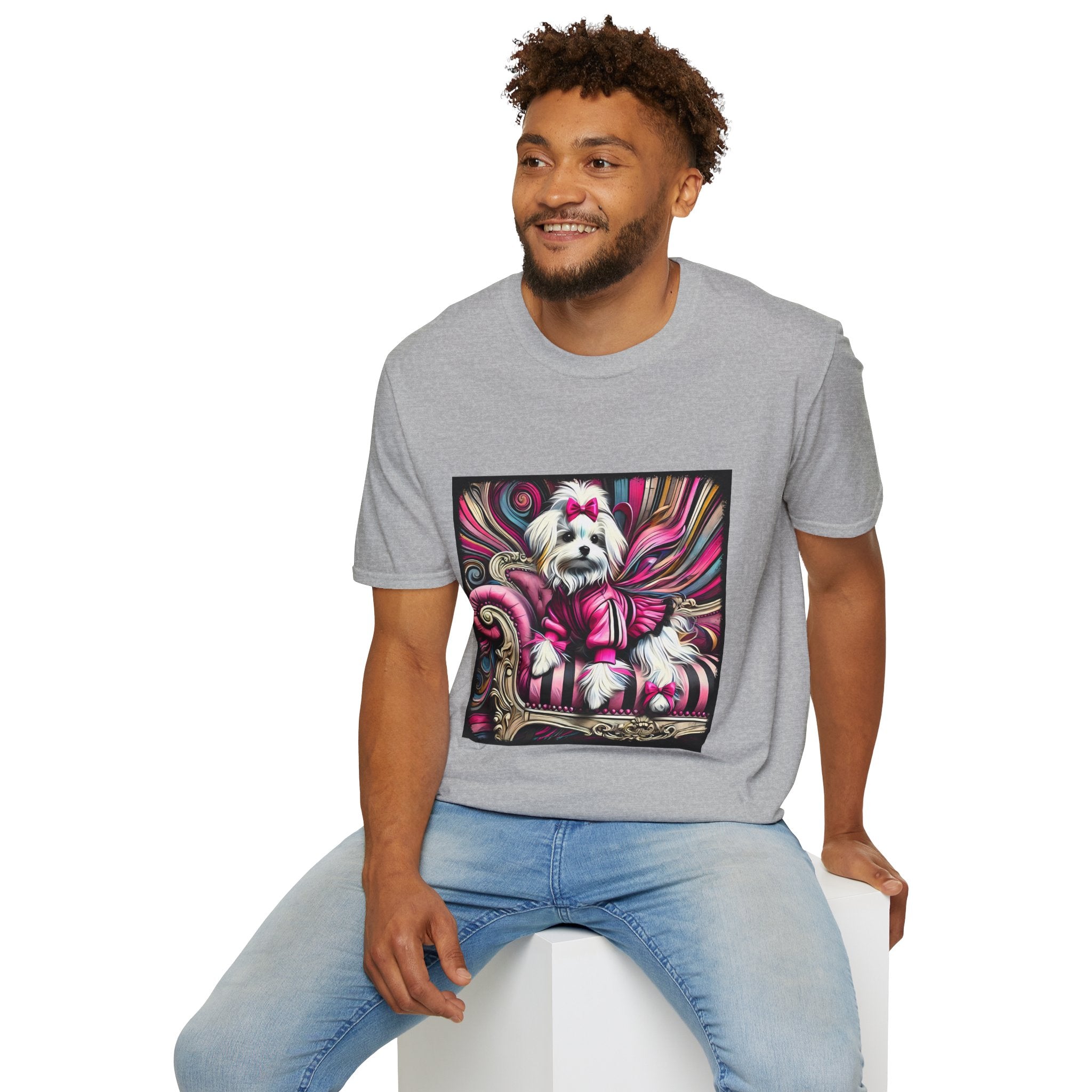 Maltese Pink Swirl | Unisex Dog T-Shirt