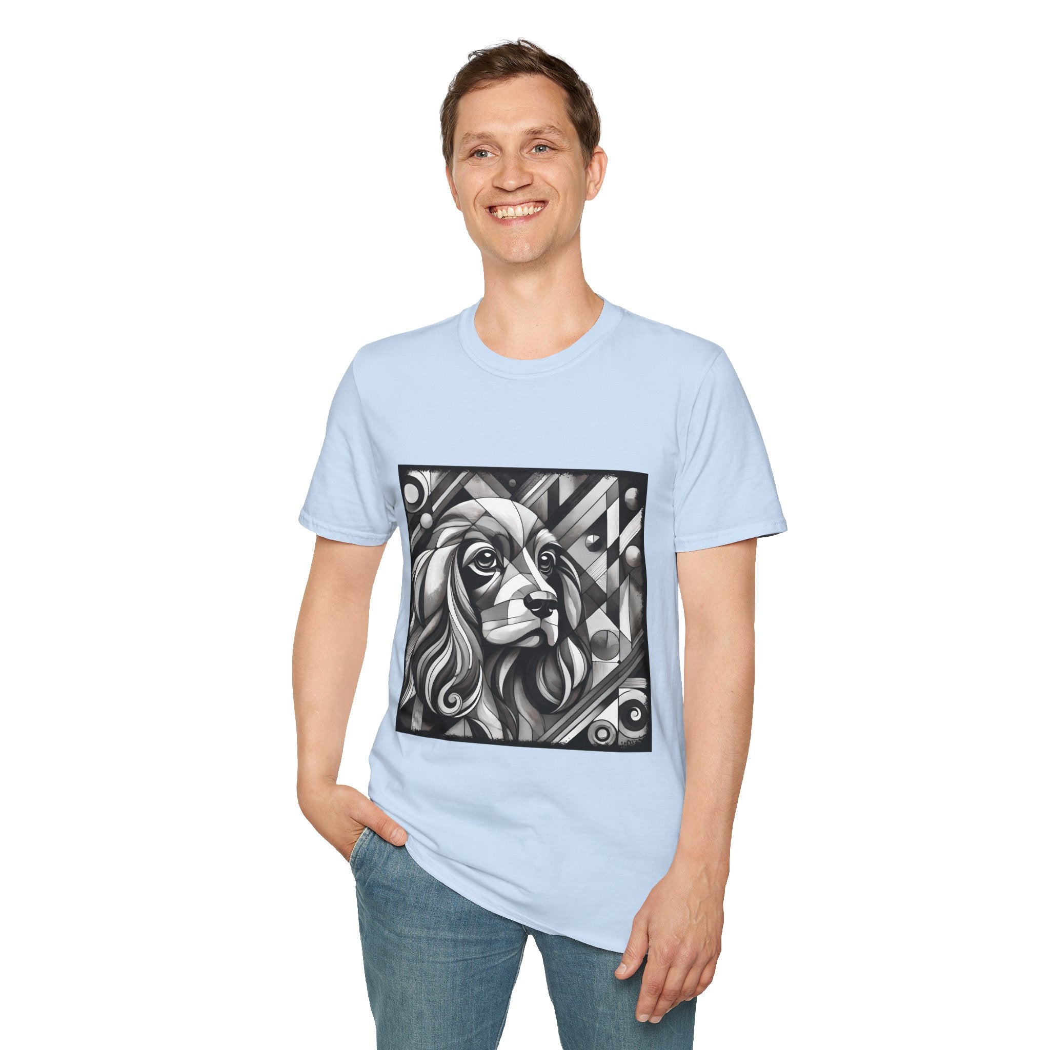 Cocker Spaniel B&W Bold Geometric | Unisex Dog T-Shirt