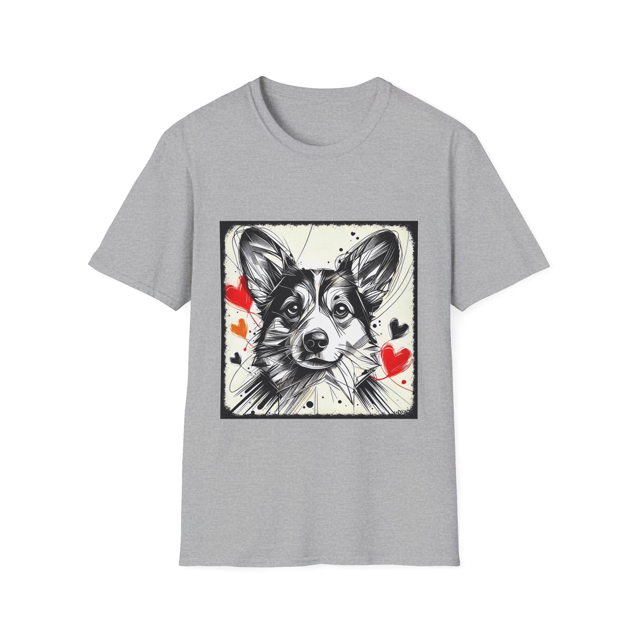 Pembroke Welsh Corgi Bold Heart Sketch | Unisex Dog T-Shirt