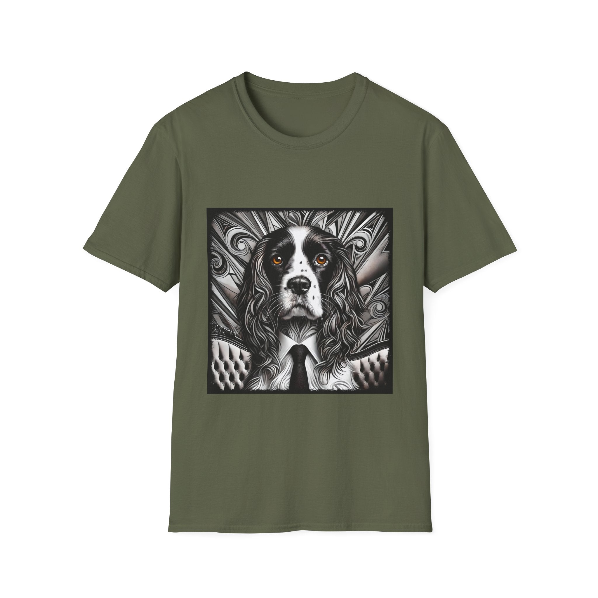 English Springer Spaniel B&W Bold Eyes | Unisex Dog T-Shirt