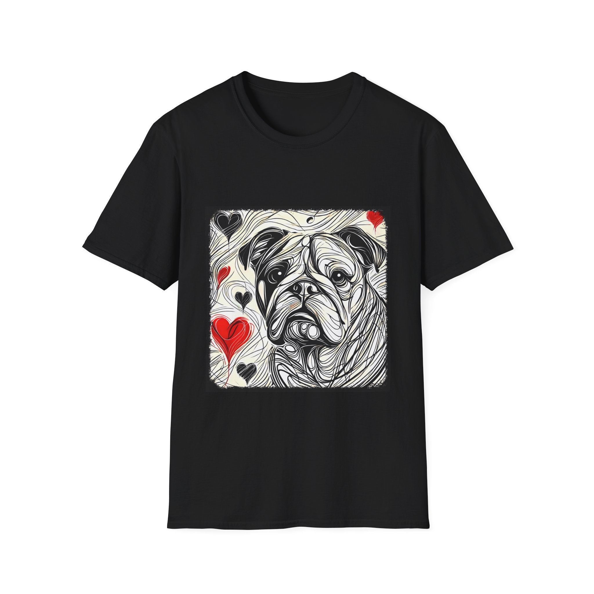 Bulldog Bold Heart Sketch | Unisex Dog T-Shirt