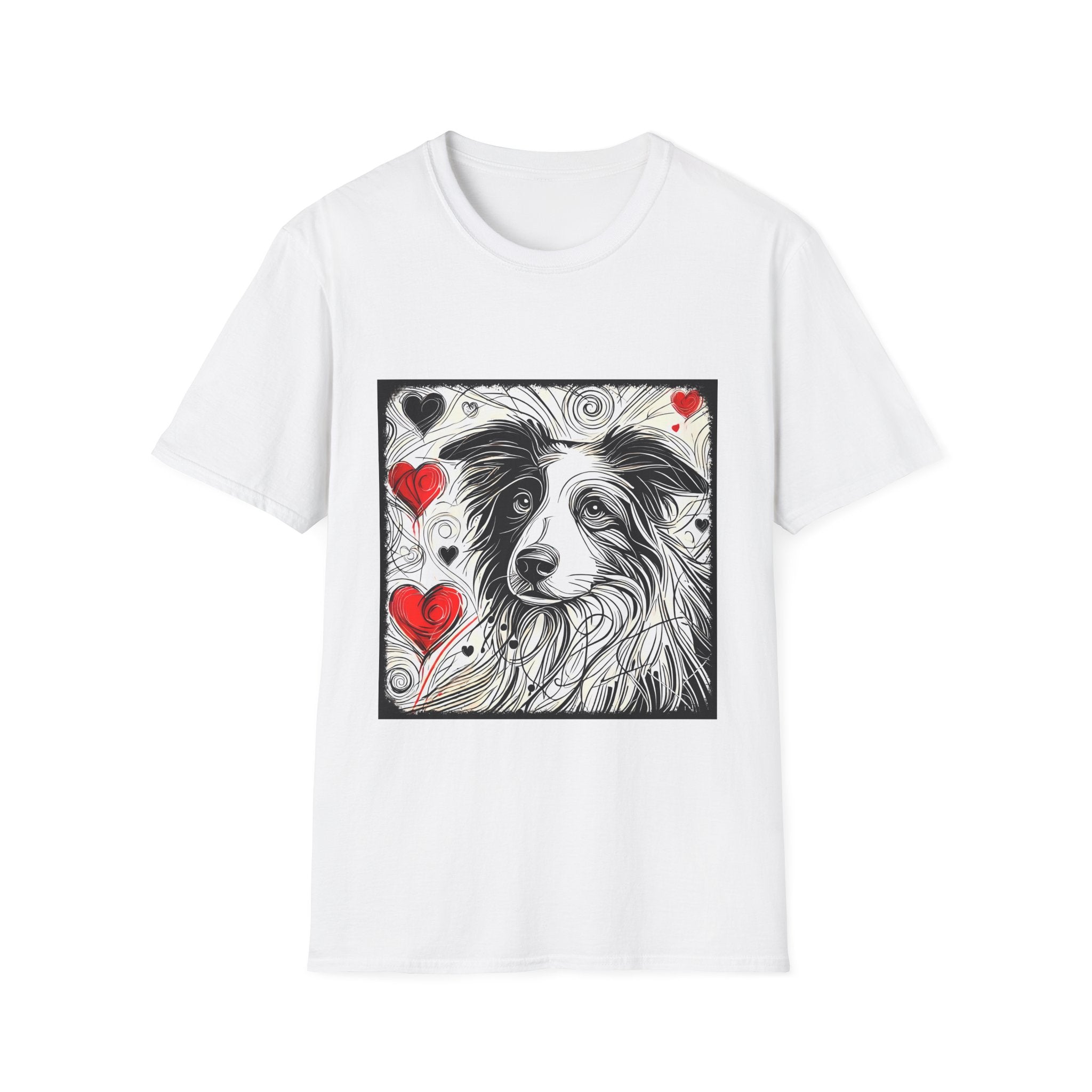 Border Collie Bold Heart Sketch | Unisex Dog T-Shirt