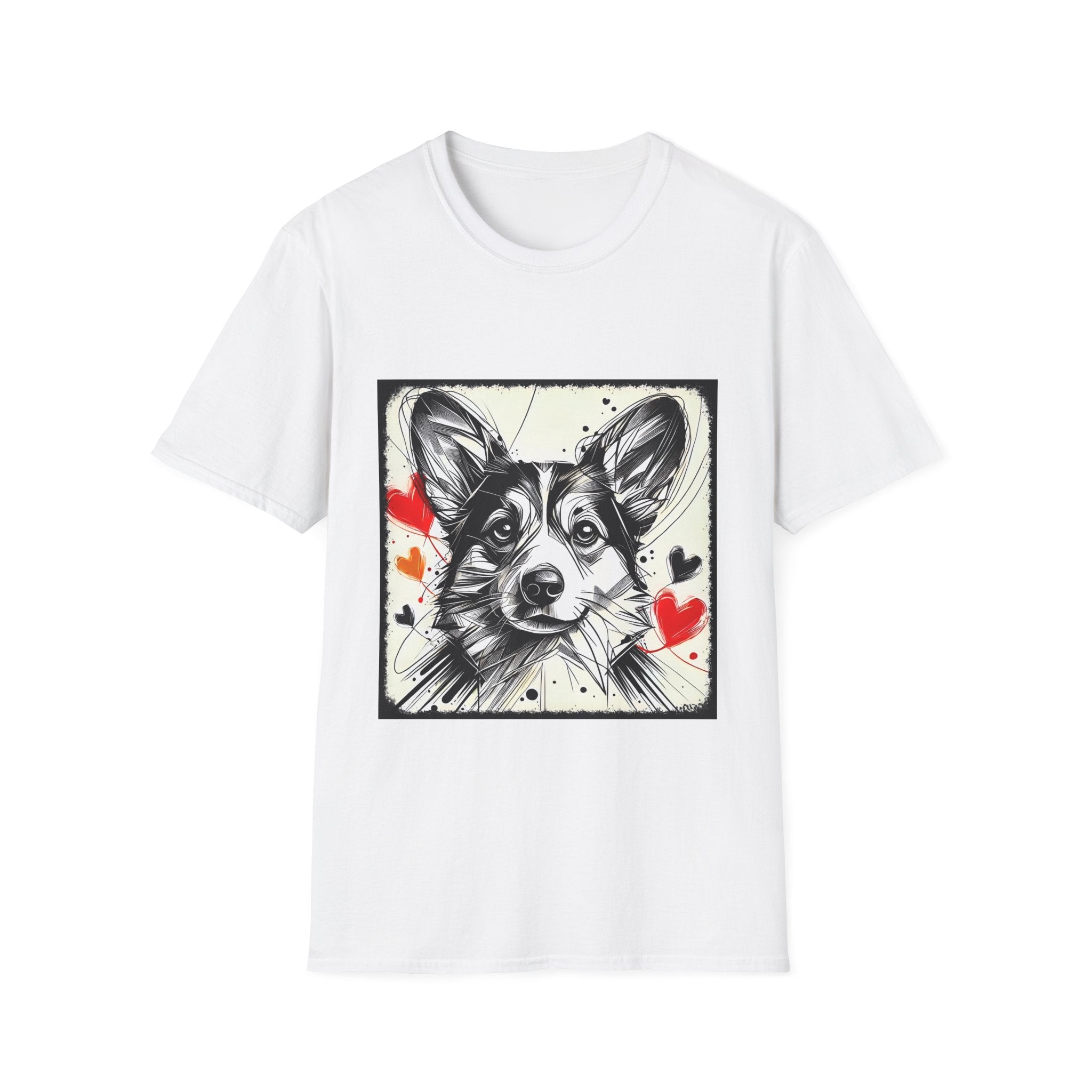 Pembroke Welsh Corgi Bold Heart Sketch | Unisex Dog T-Shirt
