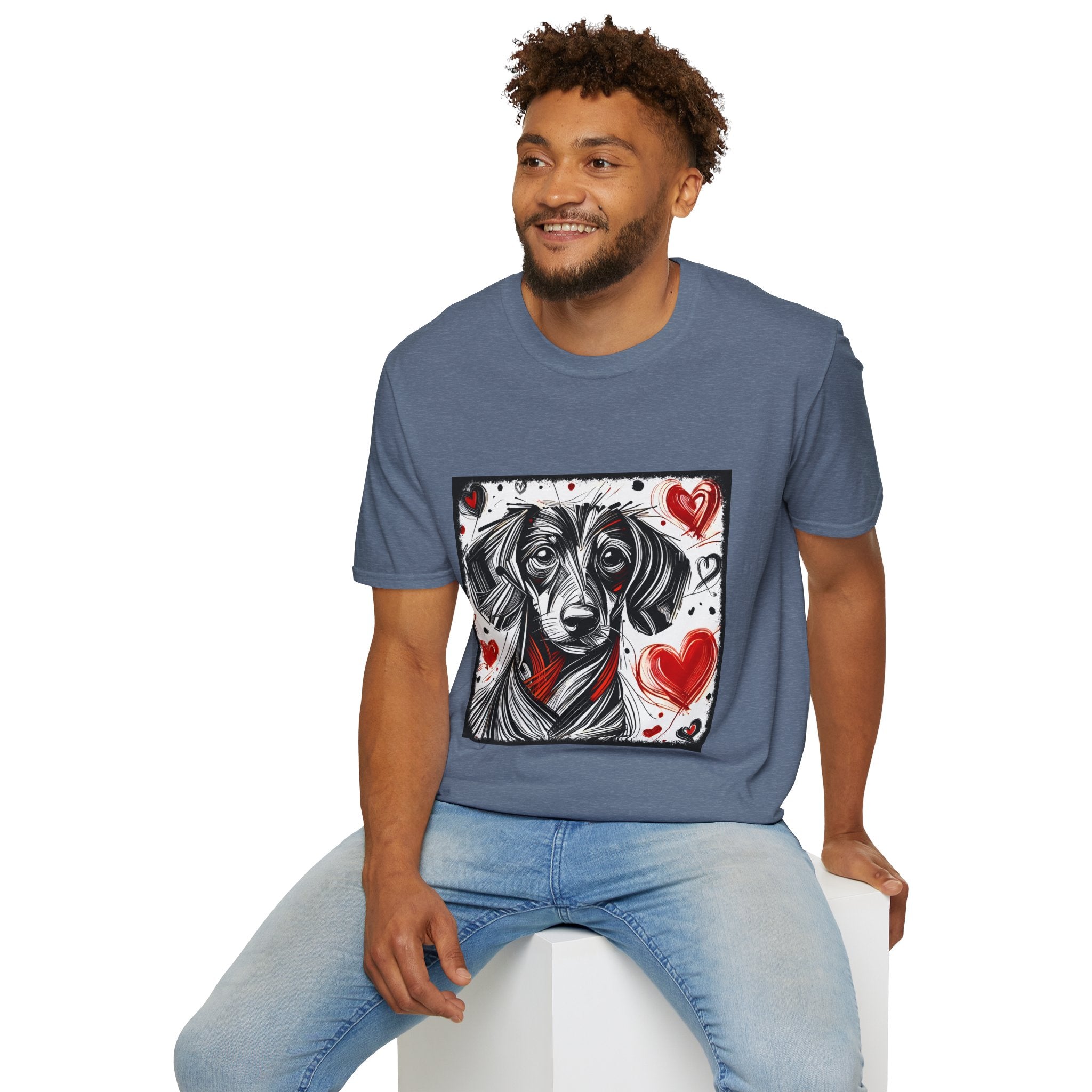 Dachshund Bold Heart Sketch | Unisex Dog T-Shirt