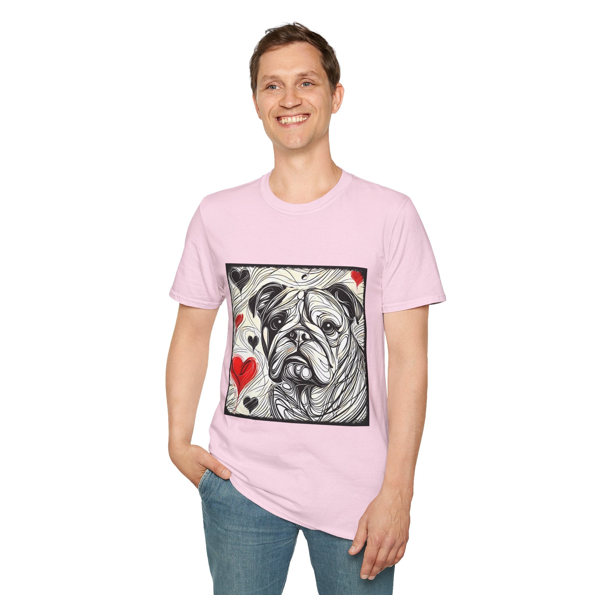 Bulldog Bold Heart Sketch | Unisex Dog T-Shirt