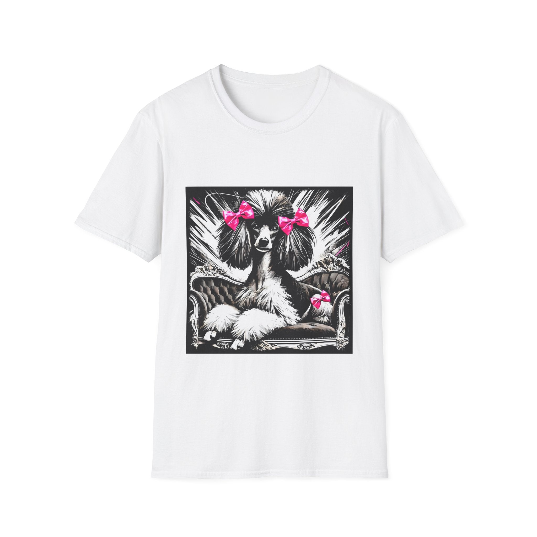 Poodle B&W Pink Bow Bold | Unisex Dog T-Shirt