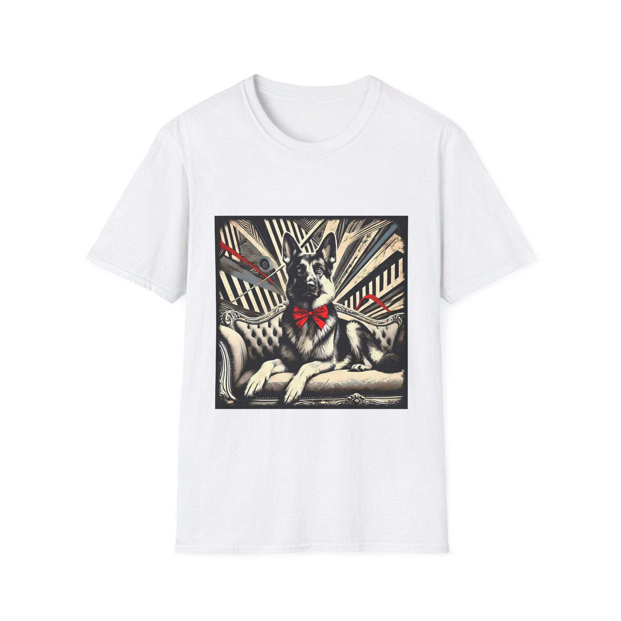 German Shepherd B&W Red Bow | Unisex Dog T-Shirt