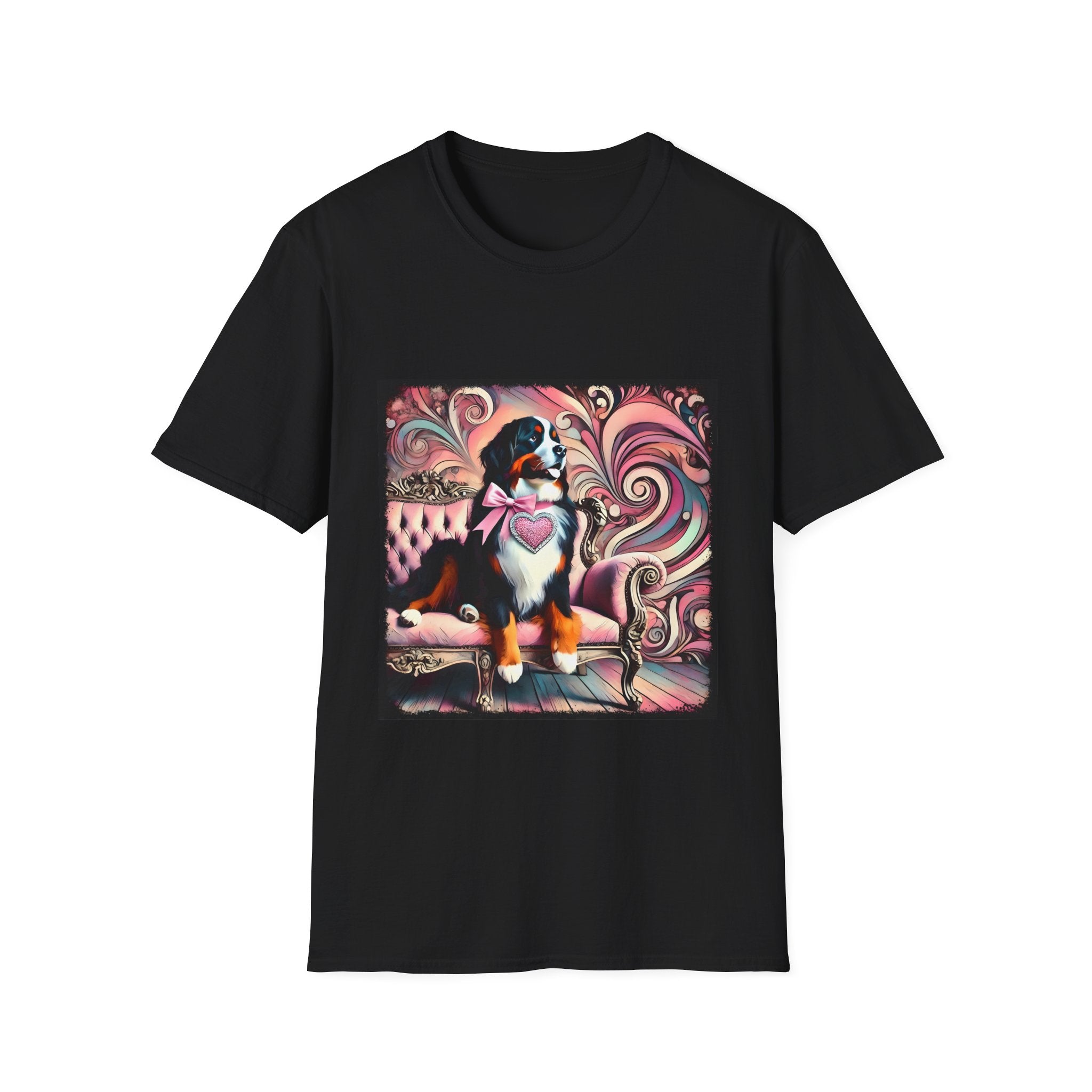 Bernese Mountain Dog Pink Swirl | Unisex Dog T-Shirt