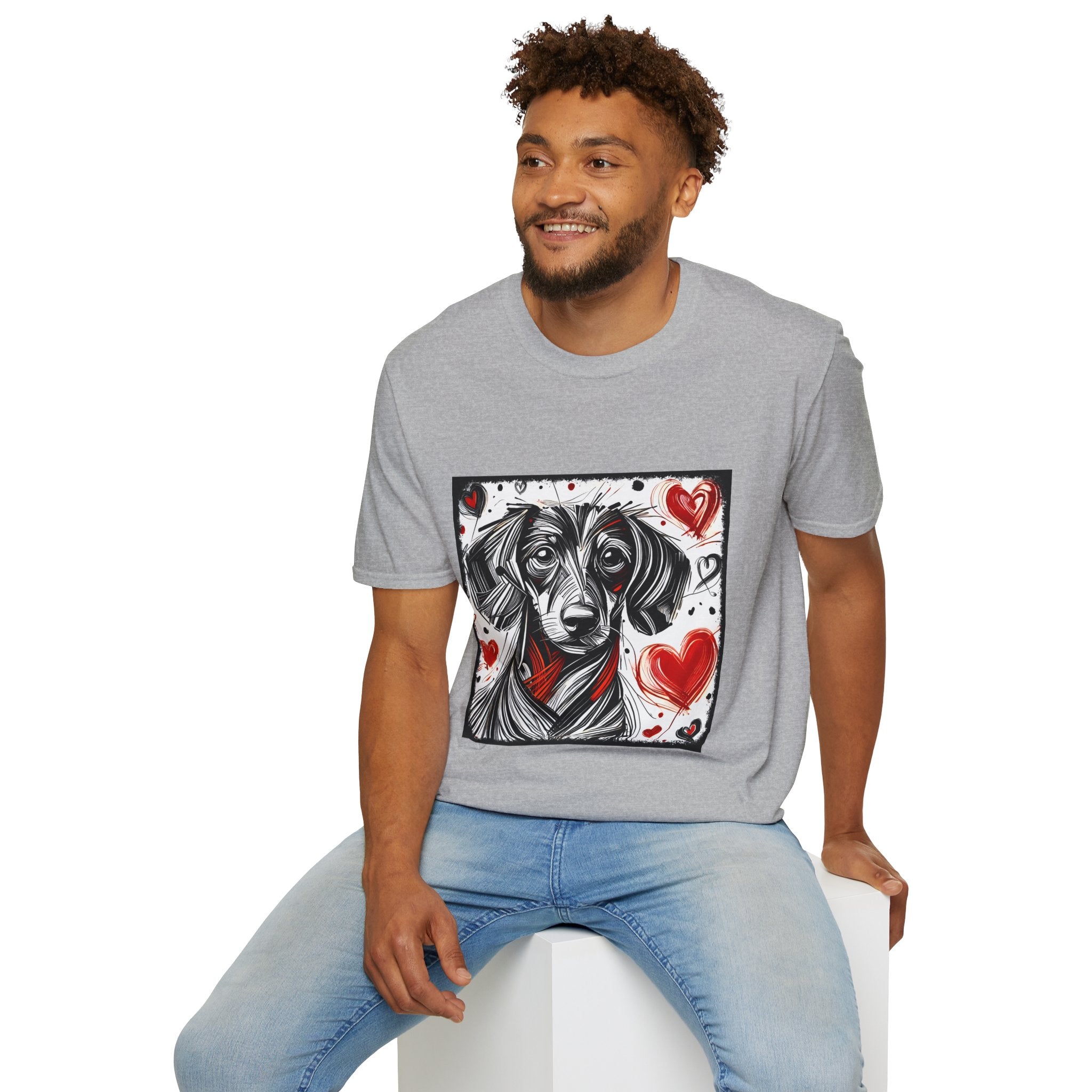 Dachshund Bold Heart Sketch | Unisex Dog T-Shirt