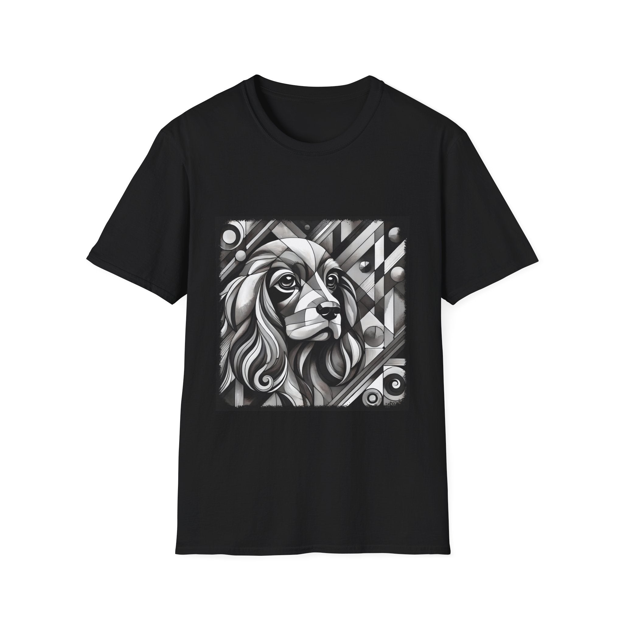 Cocker Spaniel B&W Bold Geometric | Unisex Dog T-Shirt