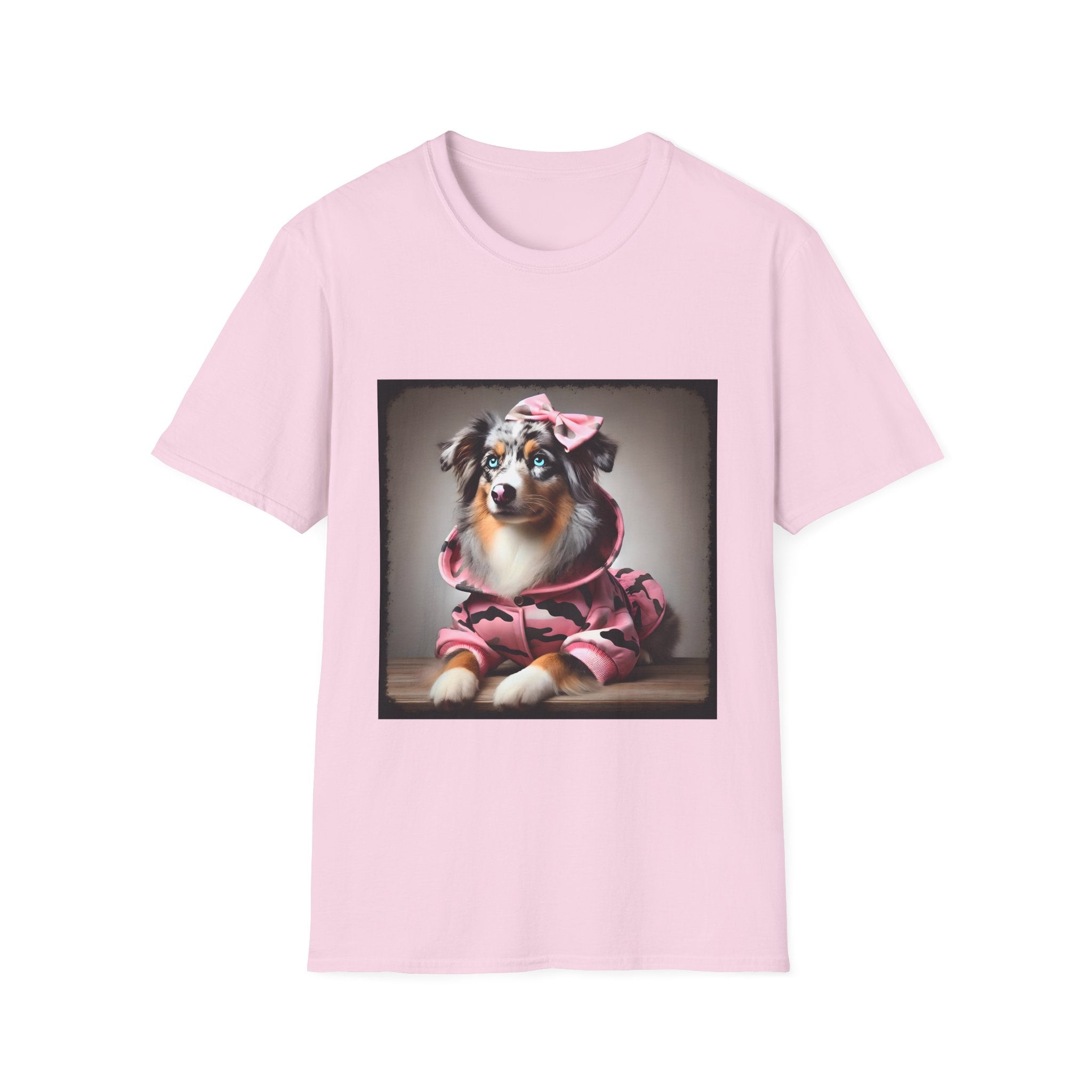 Miniature American Shepherd Pink Camo Cutie | Unisex Dog T-Shirt