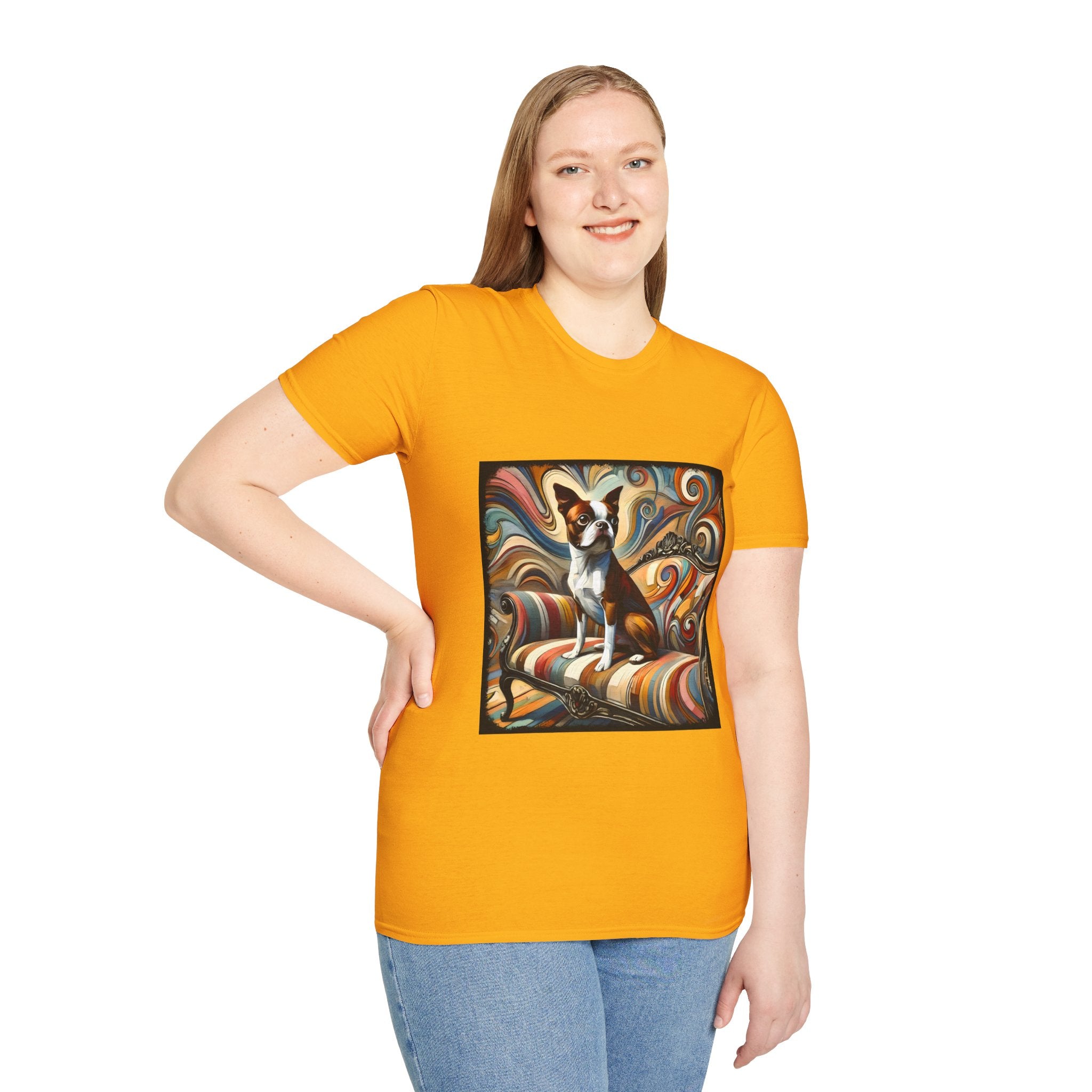 Boston Terrier Warm Swirl | Unisex Dog T-Shirt