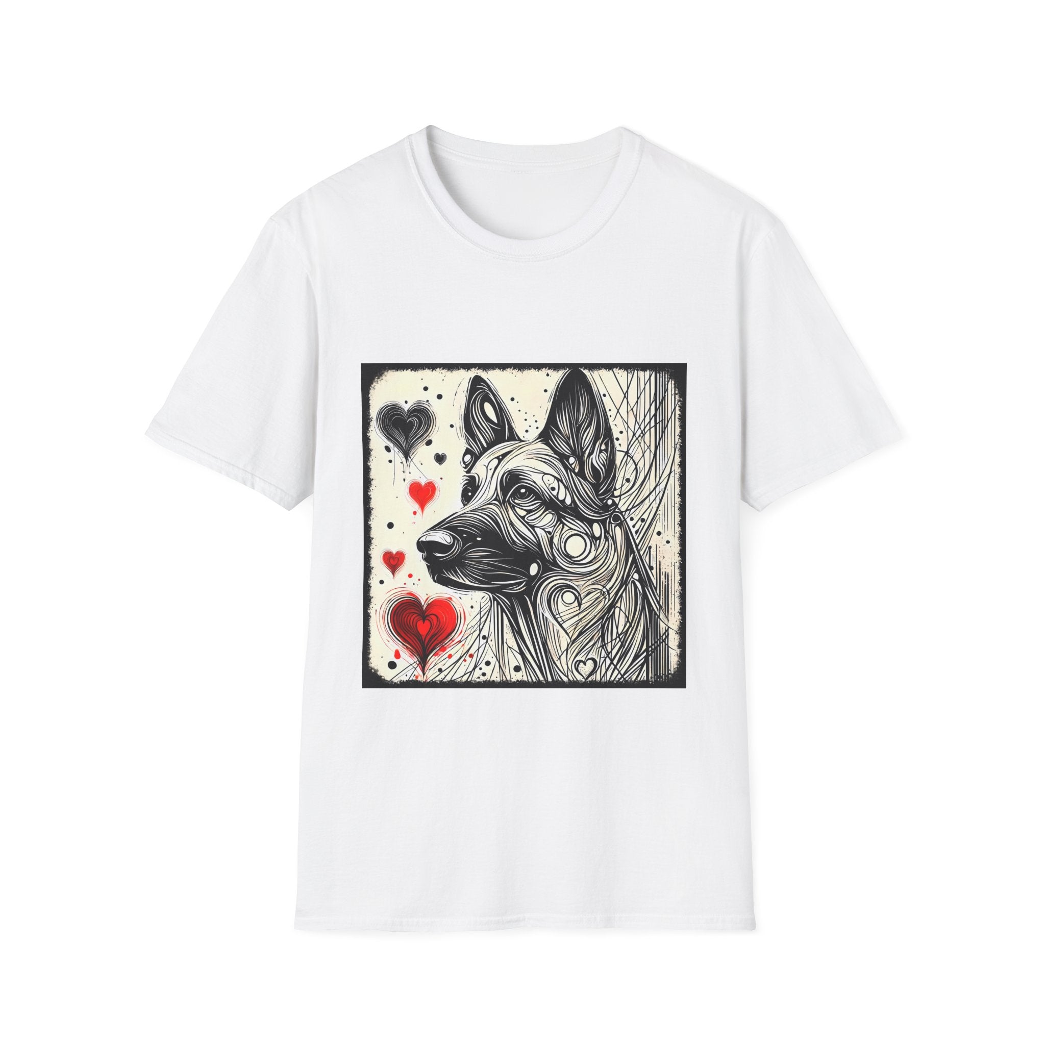 German Shepherd Bold Heart Sketch | Unisex Dog T-Shirt