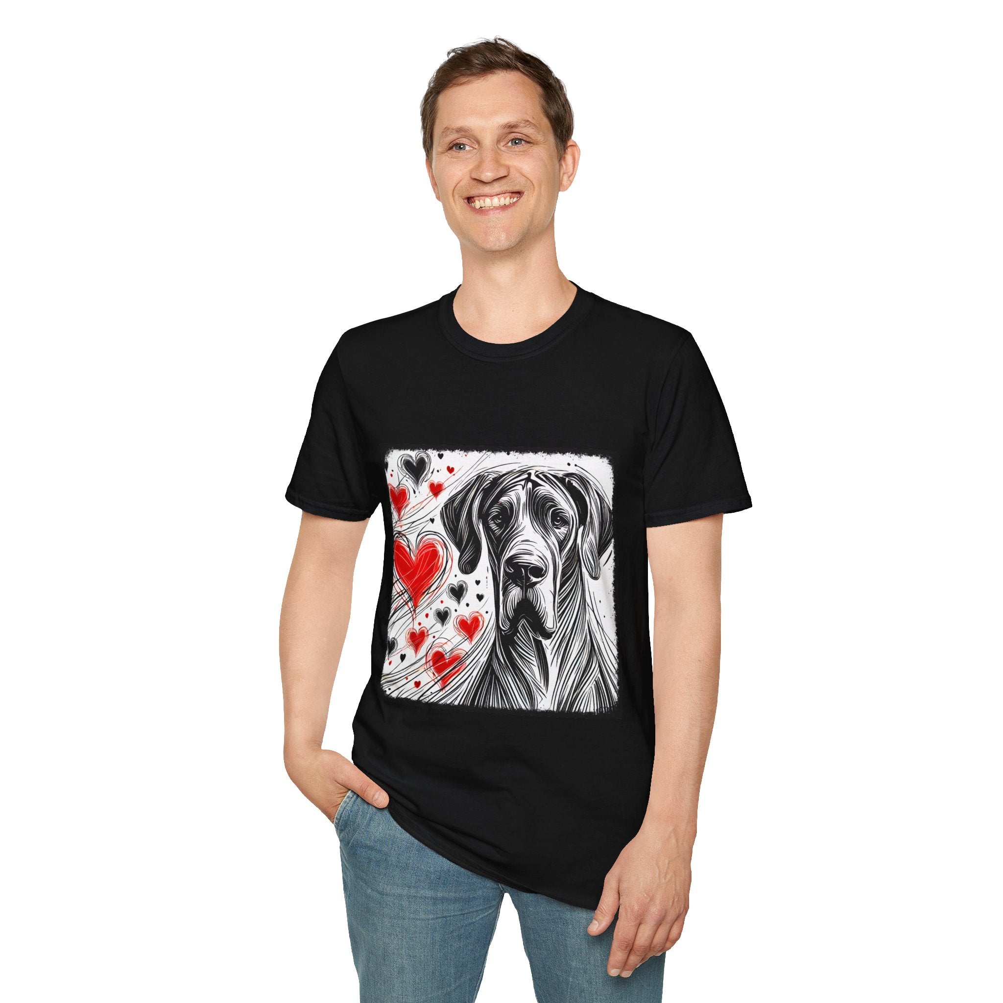 Great Dane Bold Heart Sketch | Unisex Dog T-Shirt