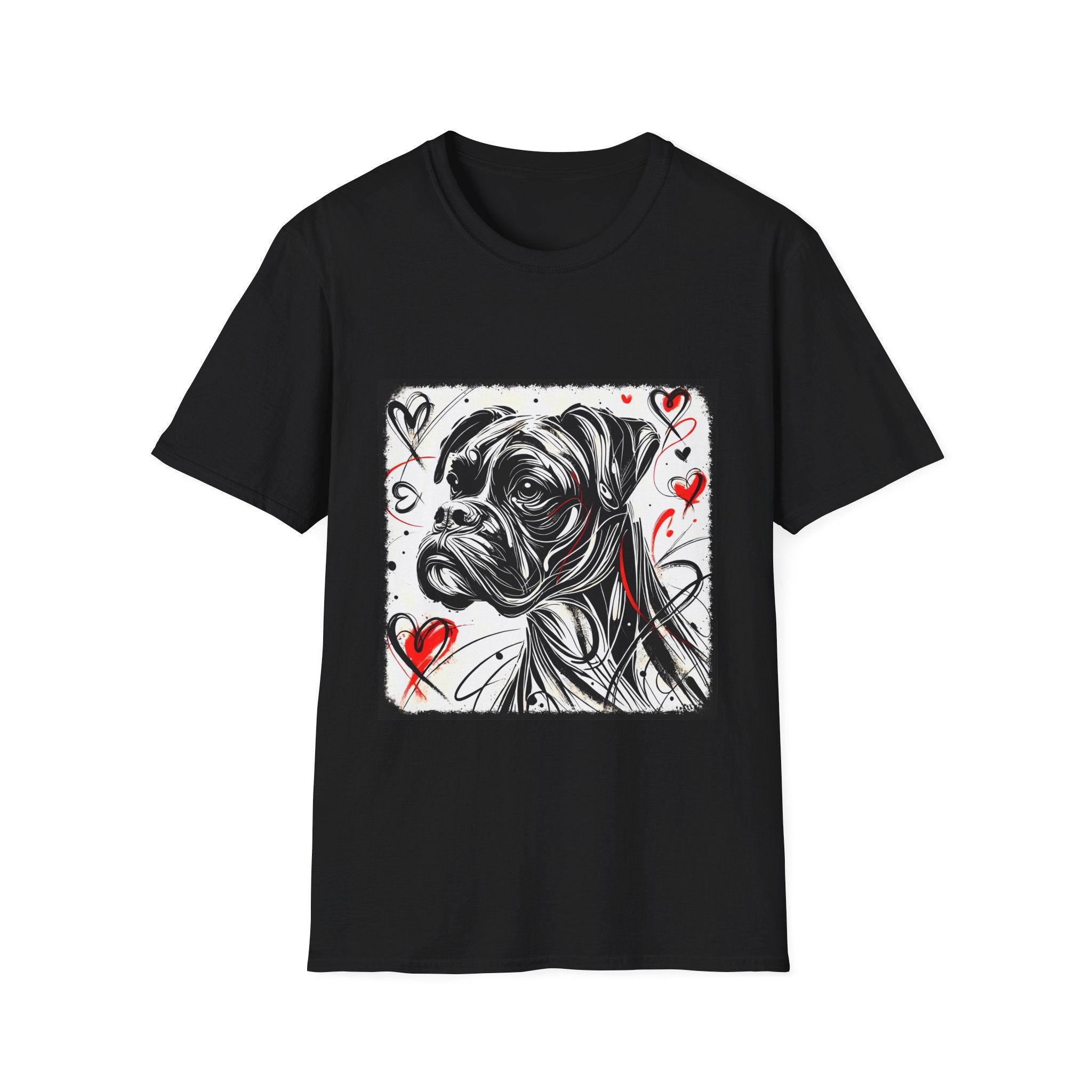 Boxer Bold Heart Sketch | Unisex Dog T-Shirt