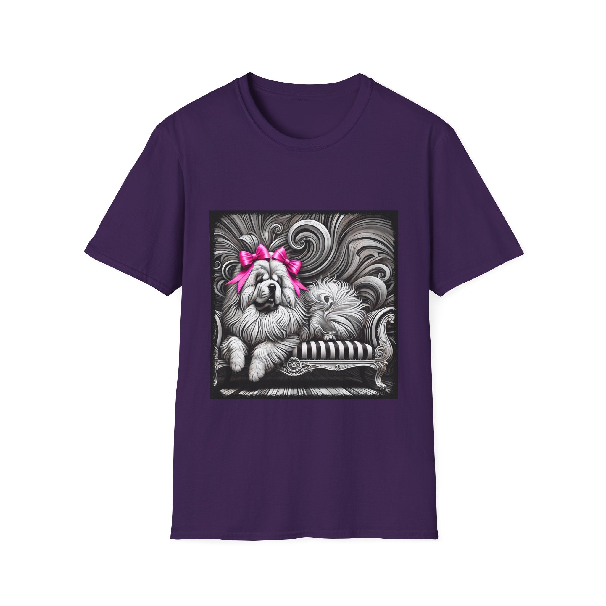 Chow Chow B&W Pink Bow | Unisex Dog T-Shirt