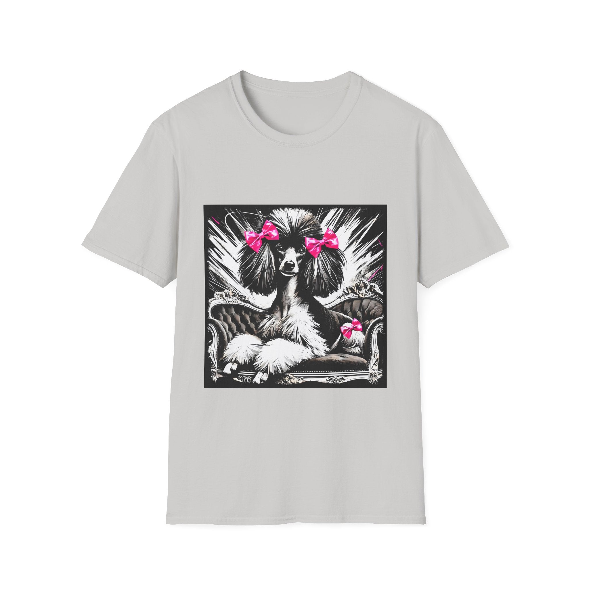 Poodle B&W Pink Bow Bold | Unisex Dog T-Shirt
