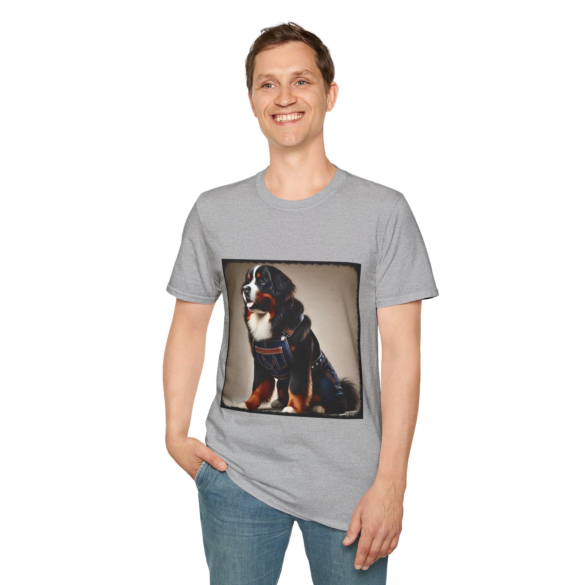 Bernese Mountain Dog Denim Darling | Unisex Dog T-Shirt