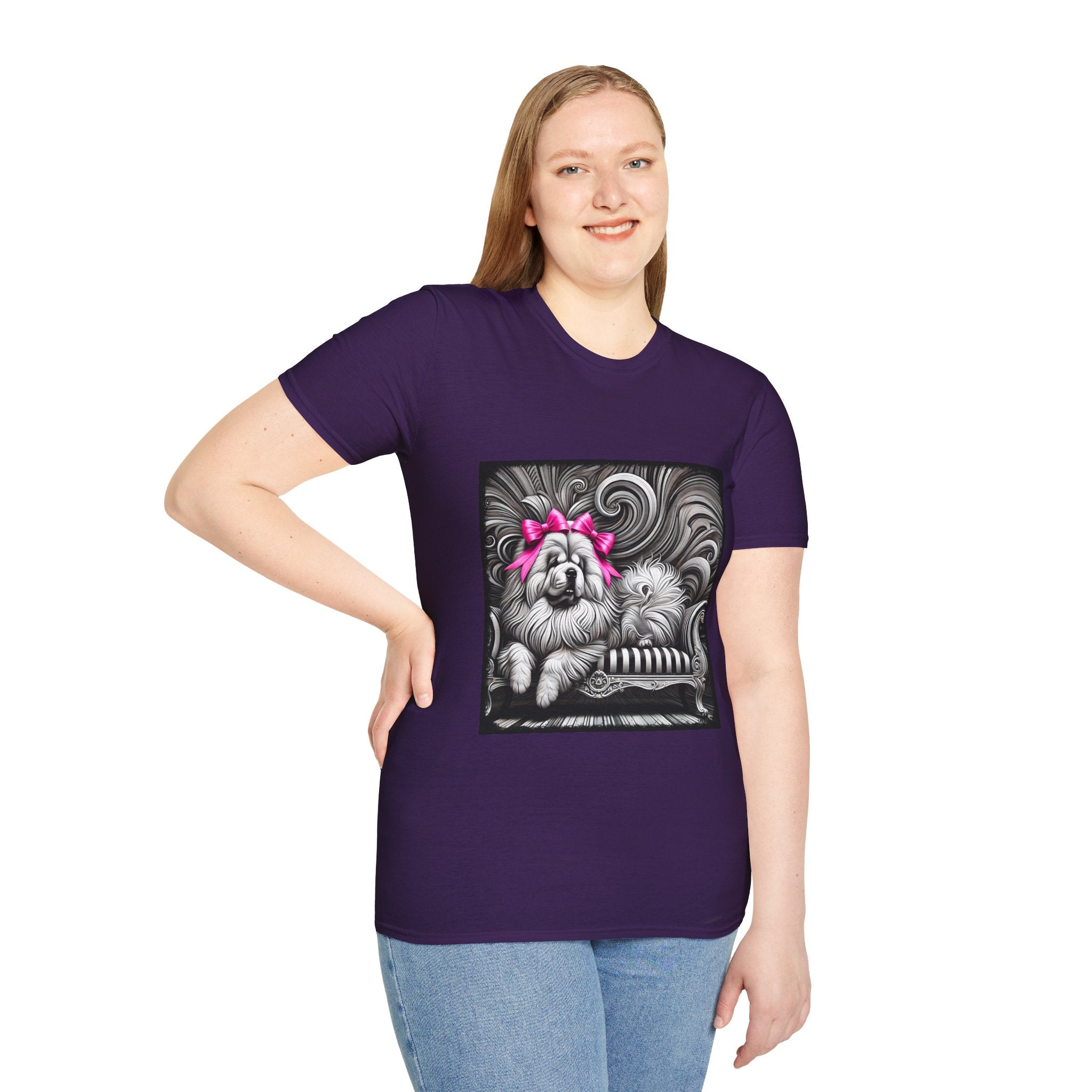 Chow Chow B&W Pink Bow | Unisex Dog T-Shirt