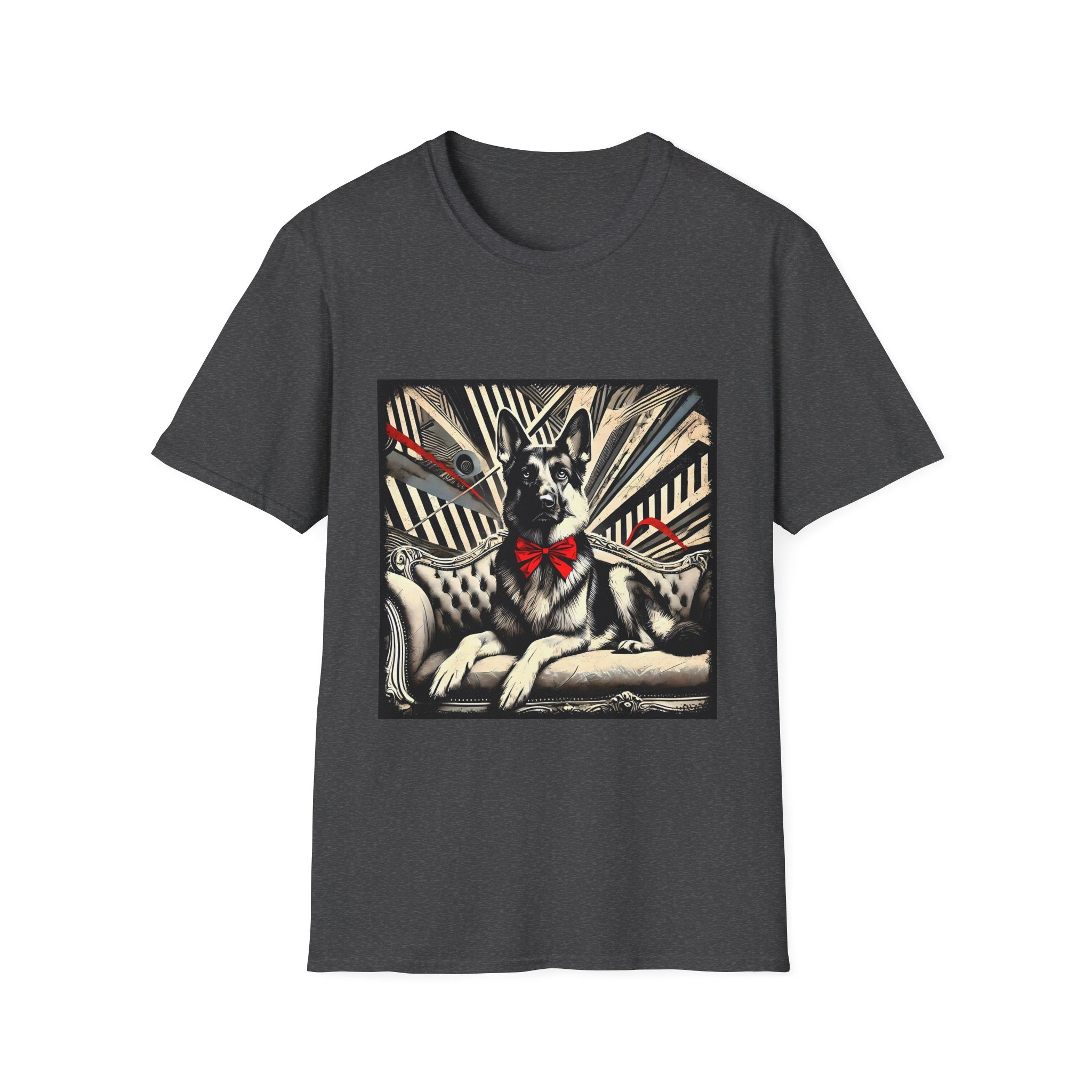 German Shepherd B&W Red Bow | Unisex Dog T-Shirt