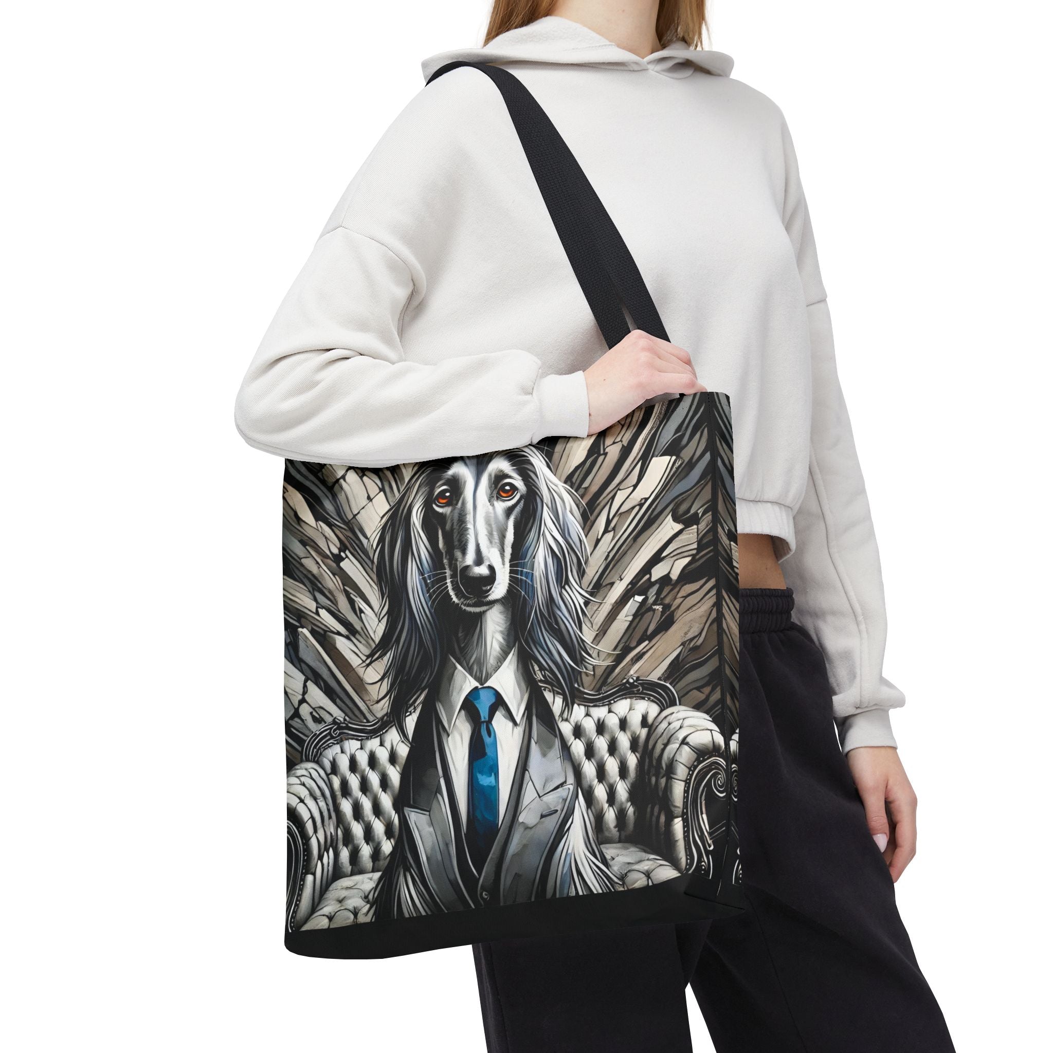 Afghan Hound B&W Bold Gentleman | Dog Themed Tote Bag