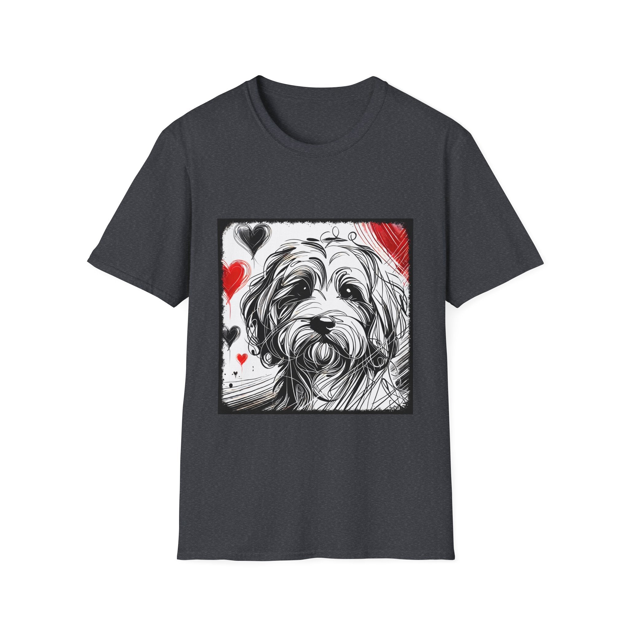 Cavapoo Bold Heart Sketch | Unisex Dog T-Shirt