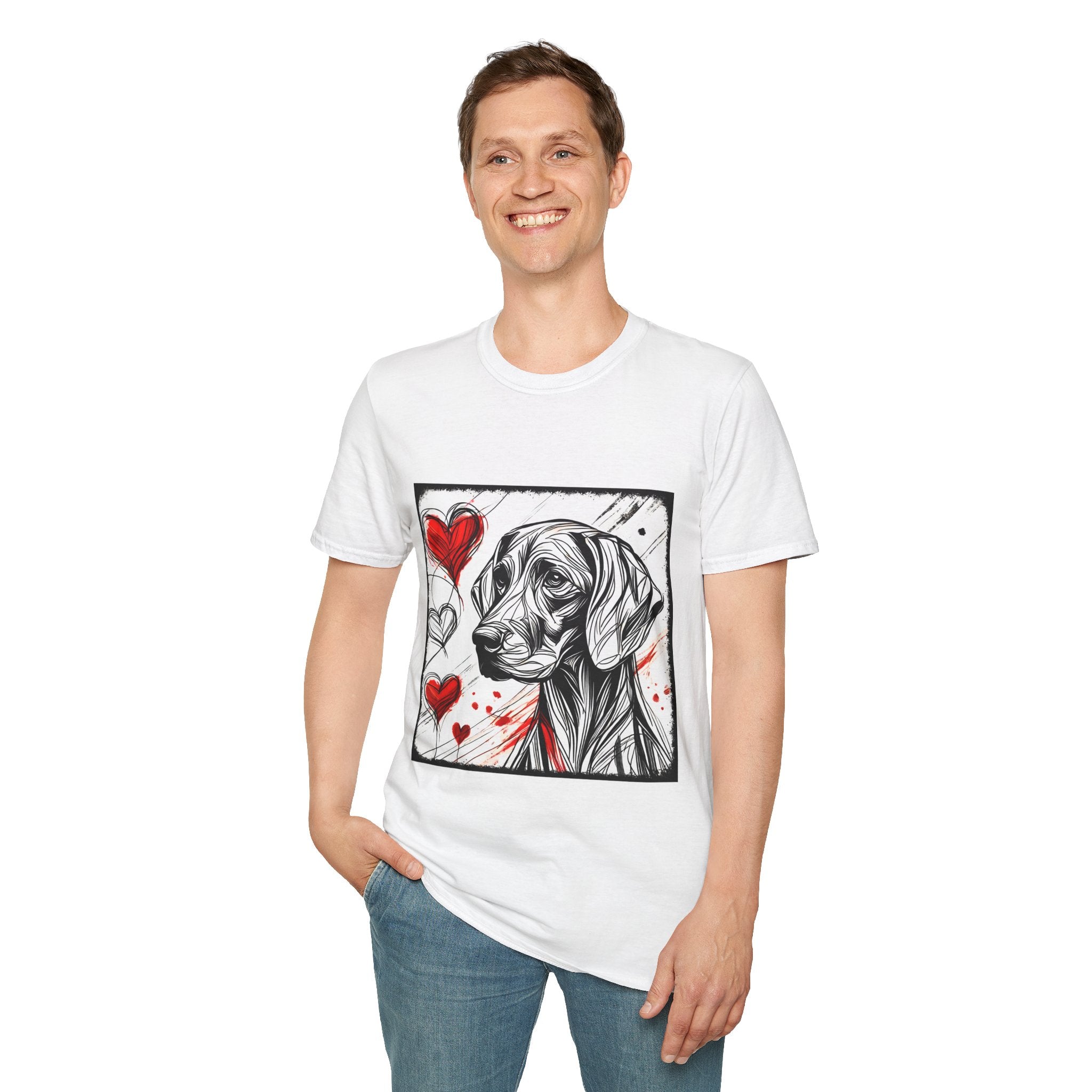 Weimaraner Bold Heart Sketch | Unisex Dog T-Shirt