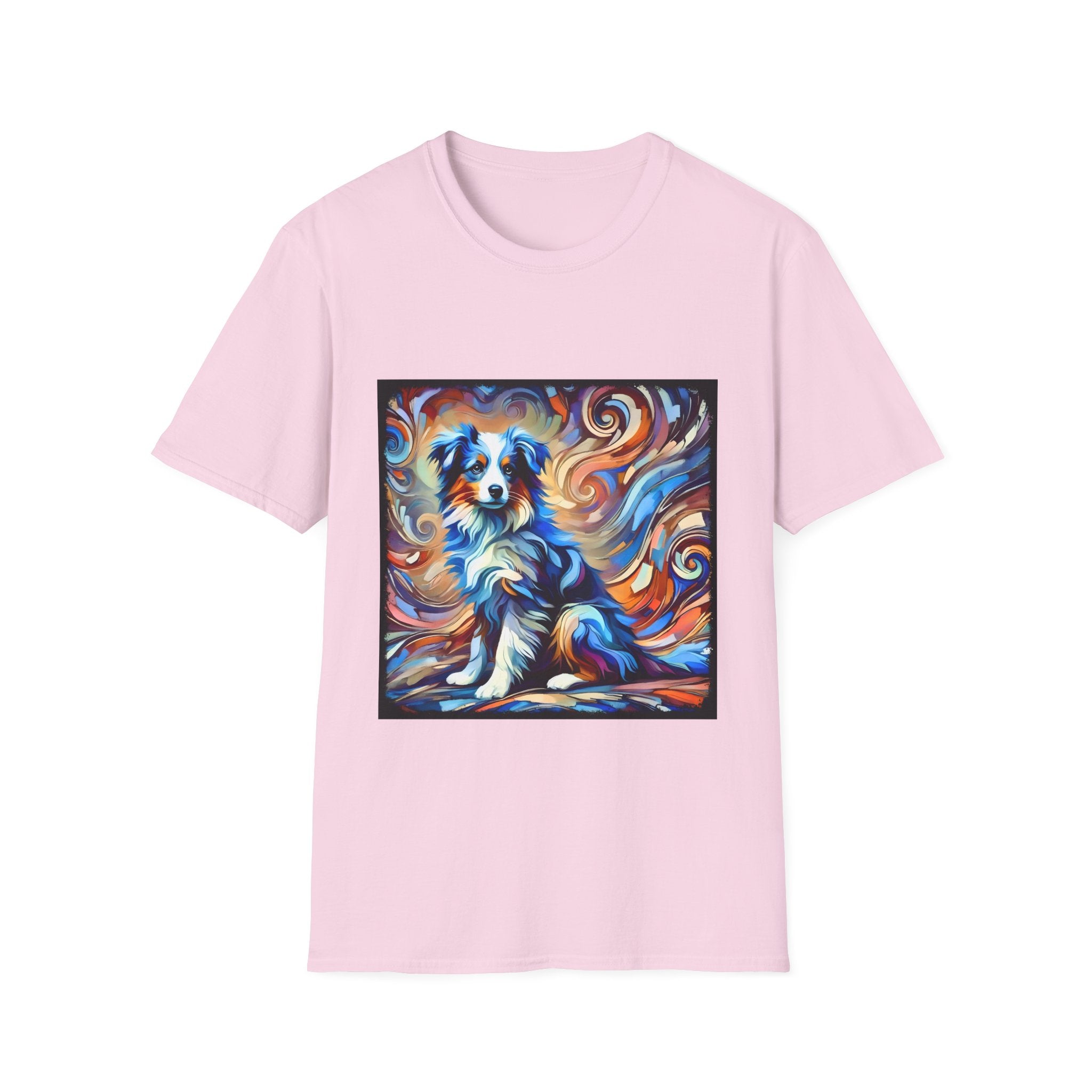 Miniature American Shepherd Blue Merle Swirl | Unisex Softstyle T-Shirt