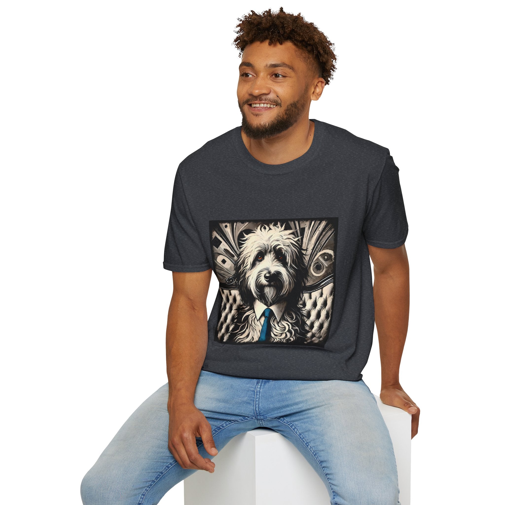 Sheepadoodle B&W Bold Eyes | Unisex Dog T-Shirt