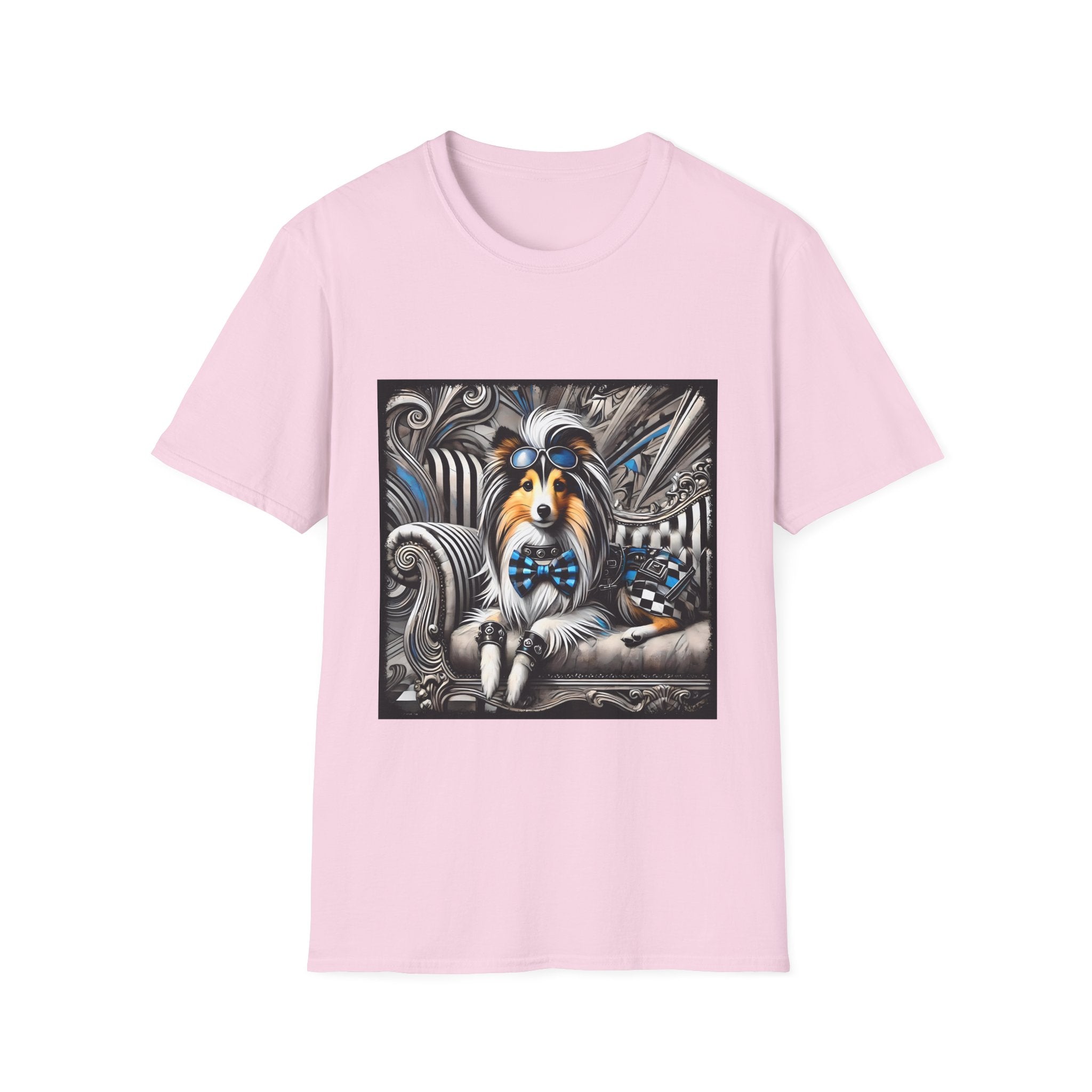 Shetland Sheepdog Blue Checkered Rocker | Unisex Dog T-Shirt