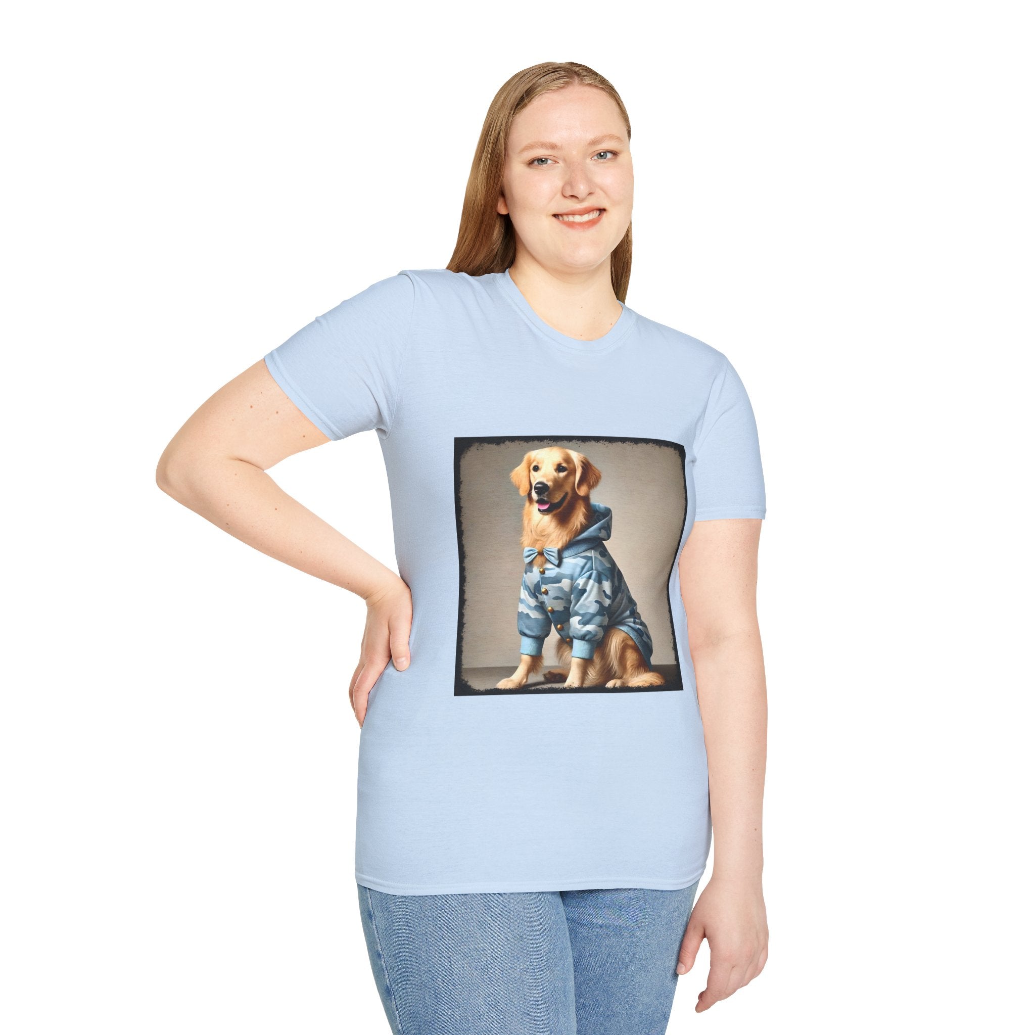 Golden Retriever Blue Camo Cutie | Unisex Softstyle T-Shirt