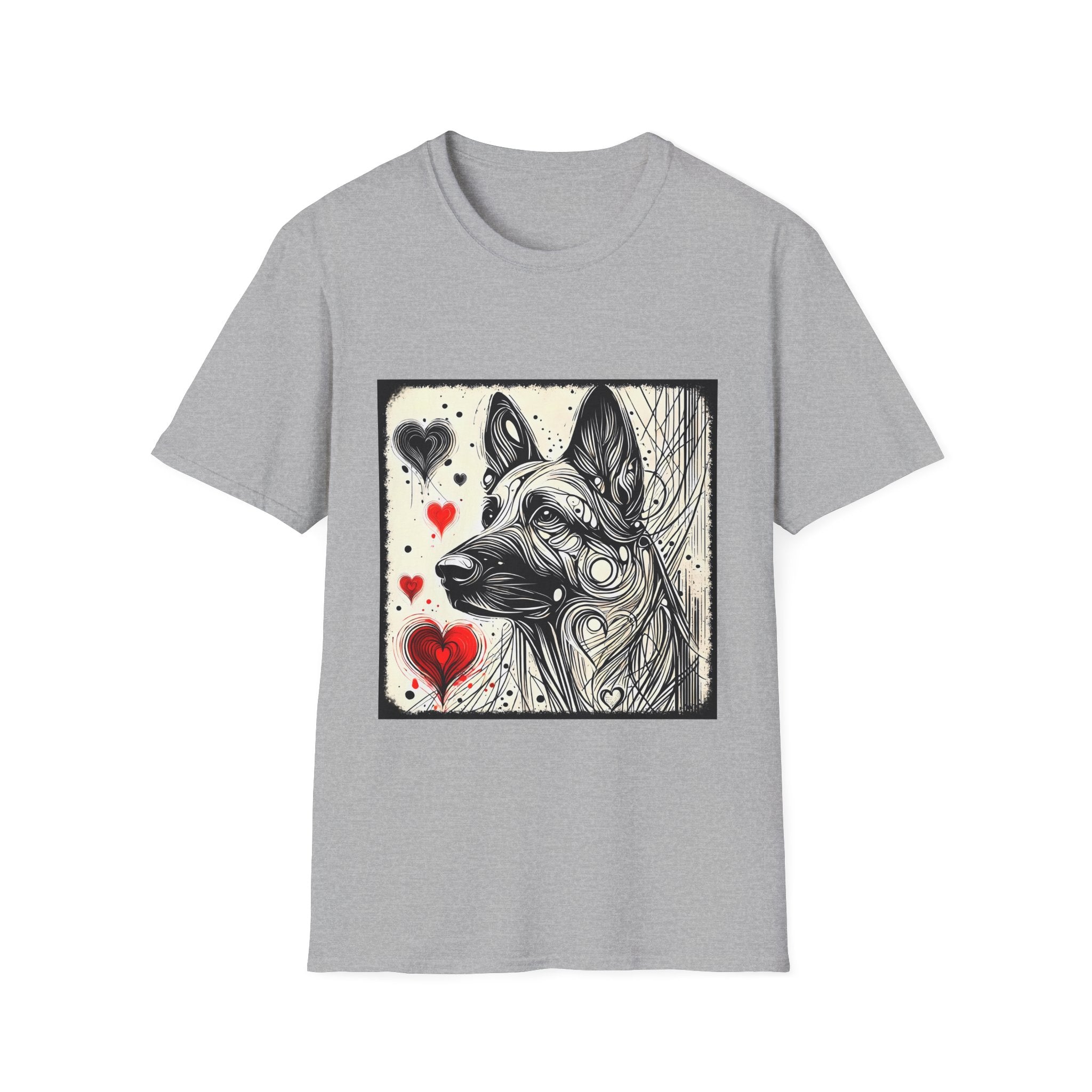 German Shepherd Bold Heart Sketch | Unisex Dog T-Shirt