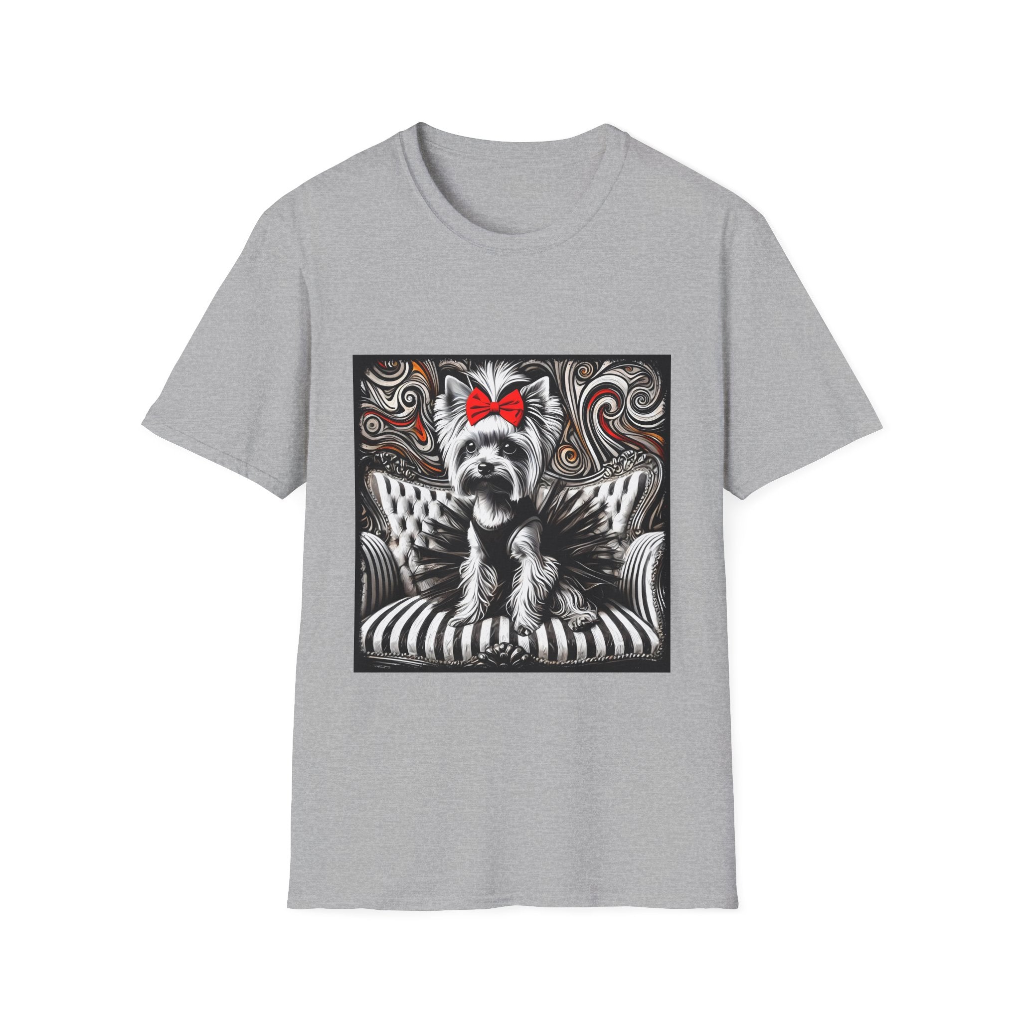 Yorkshire Terrier B&W Red Bow Bold | Unisex Dog T-Shirt