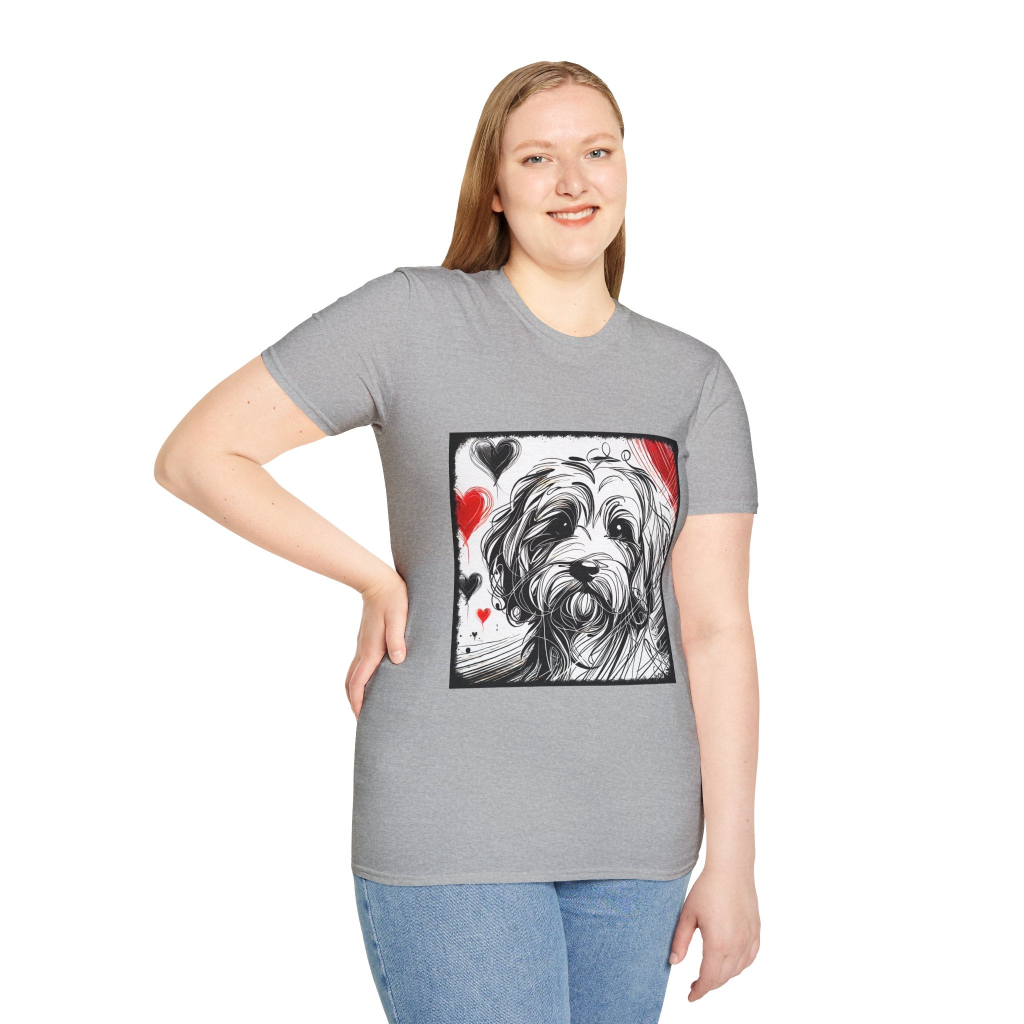 Cavapoo Bold Heart Sketch | Unisex Dog T-Shirt