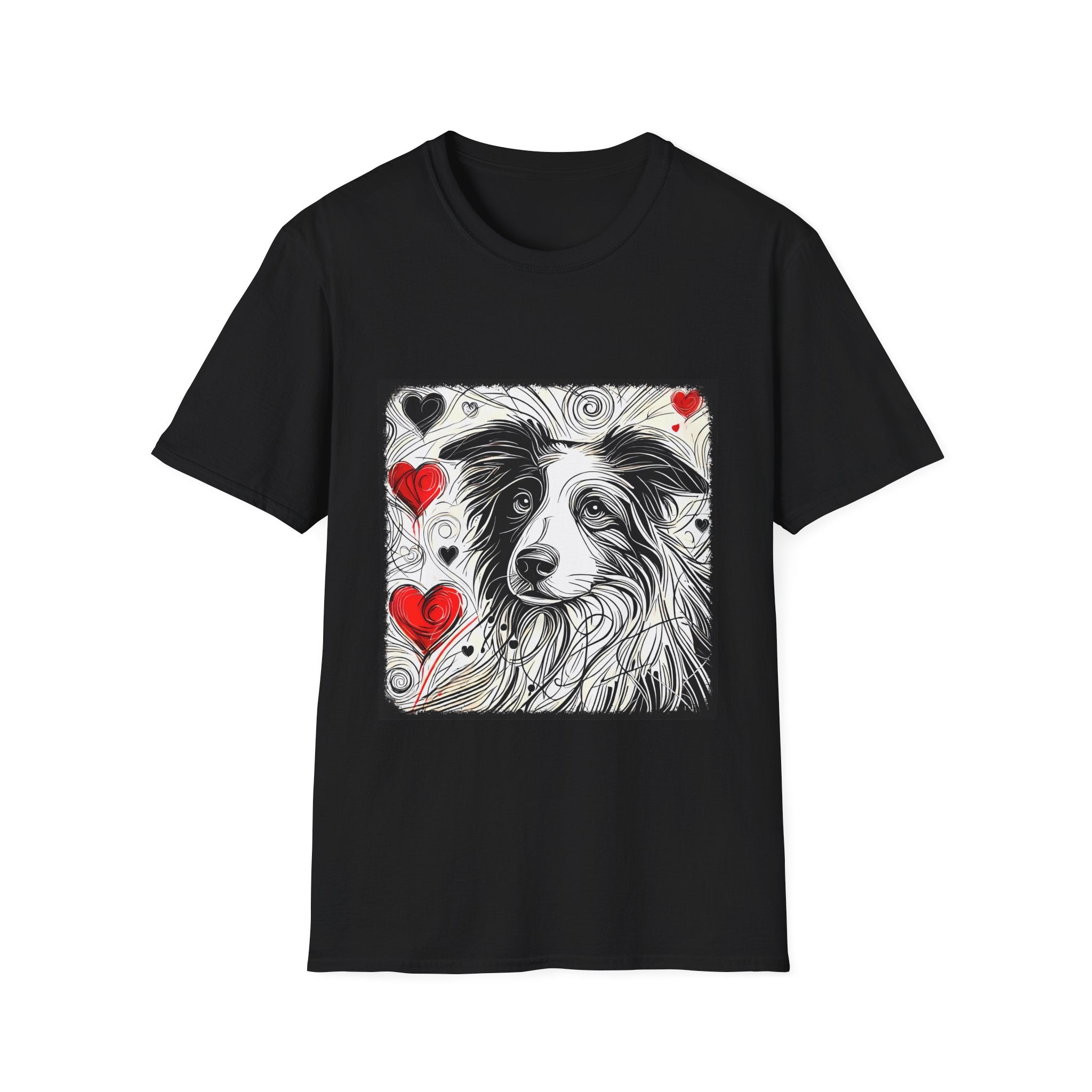 Border Collie Bold Heart Sketch | Unisex Dog T-Shirt