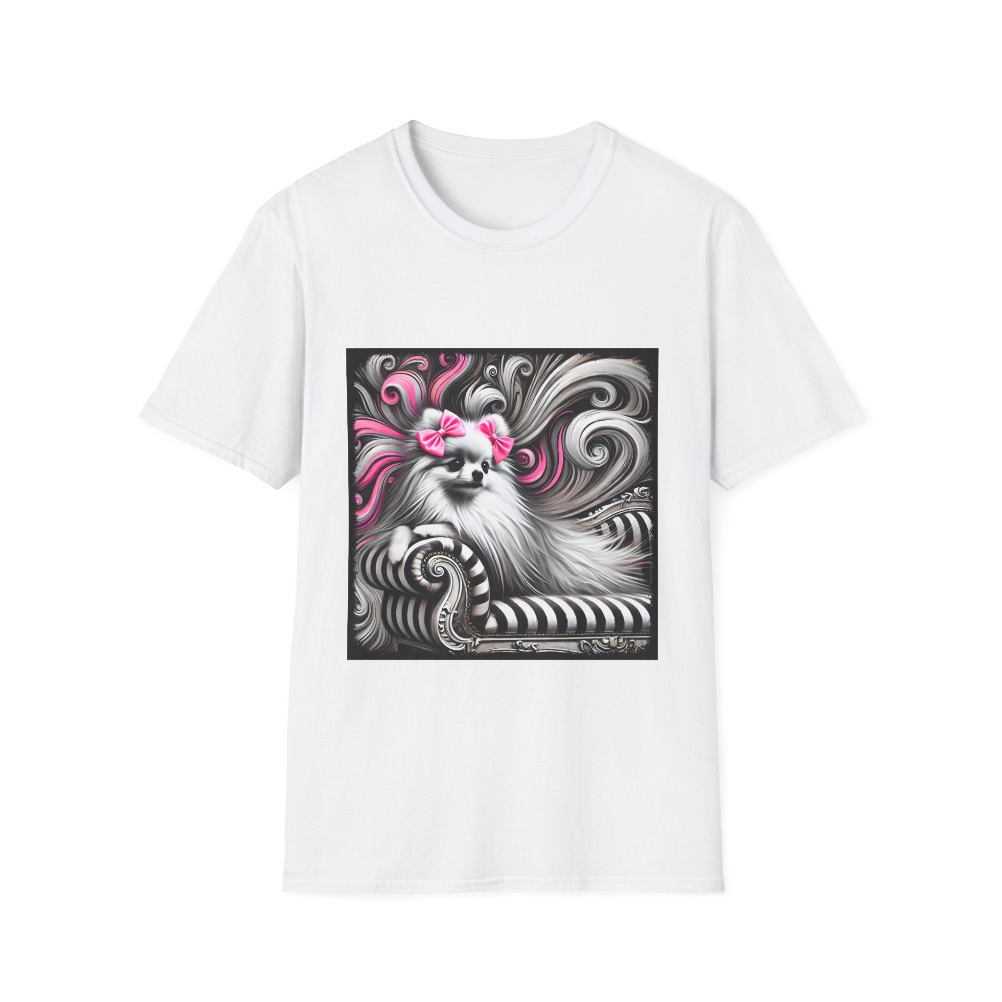 Pomeranian B&W Pink Bows | Unisex Dog T-Shirt